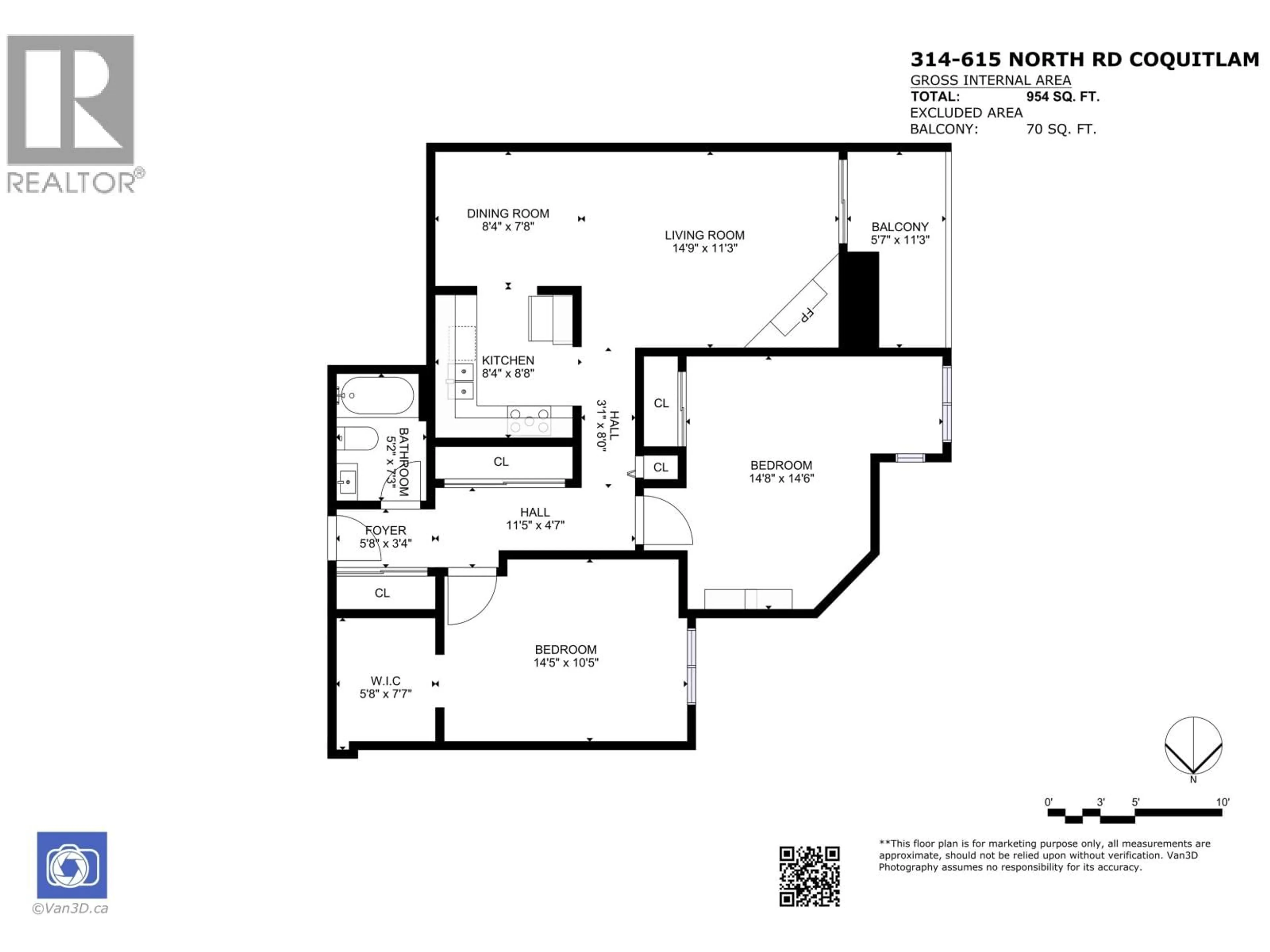 Floor plan for 314 - 615 NORTH ROAD, Coquitlam British Columbia V3J1P1