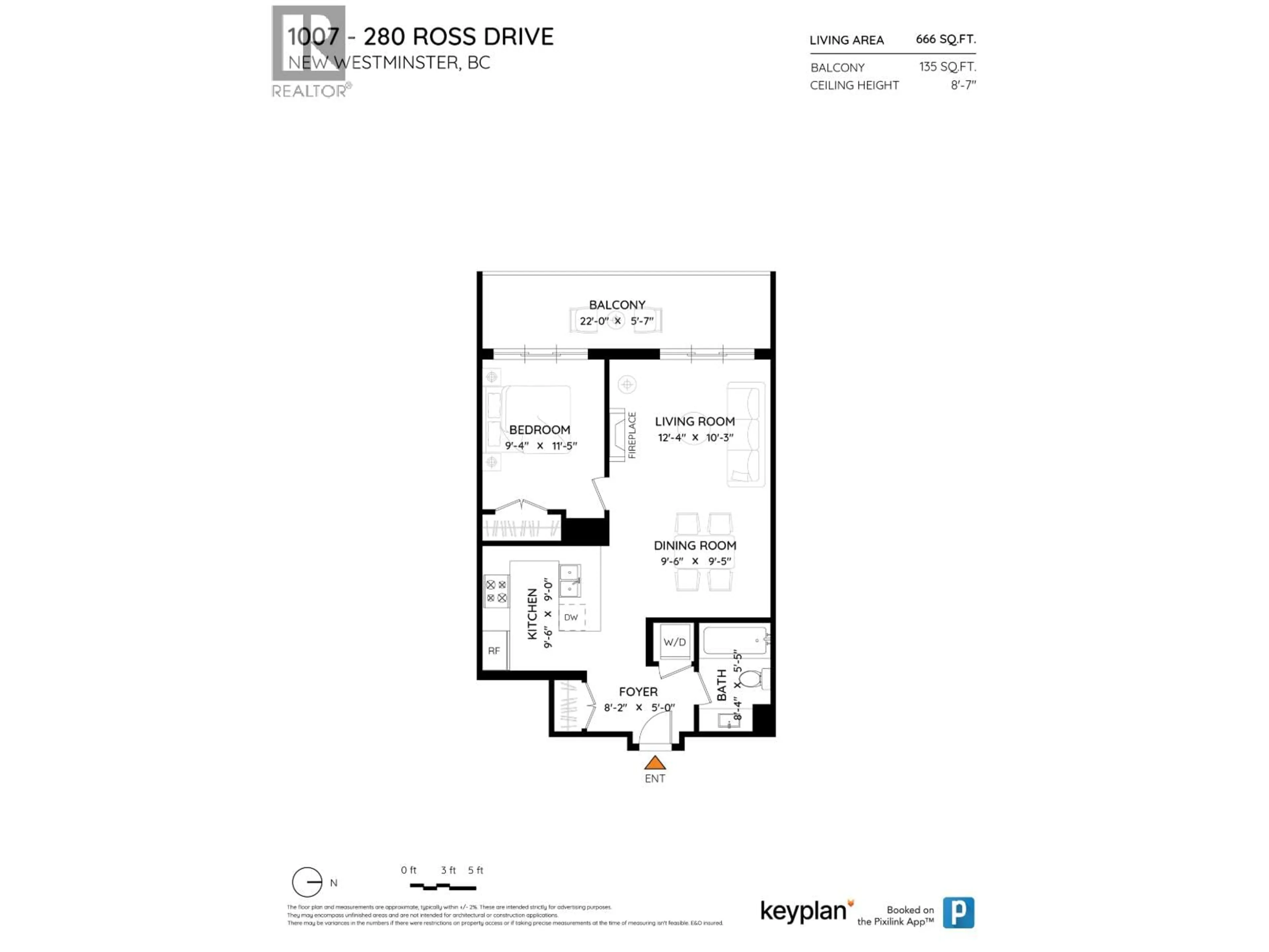 Floor plan for 1007 - 280 ROSS DRIVE, New Westminster British Columbia V3L0C2