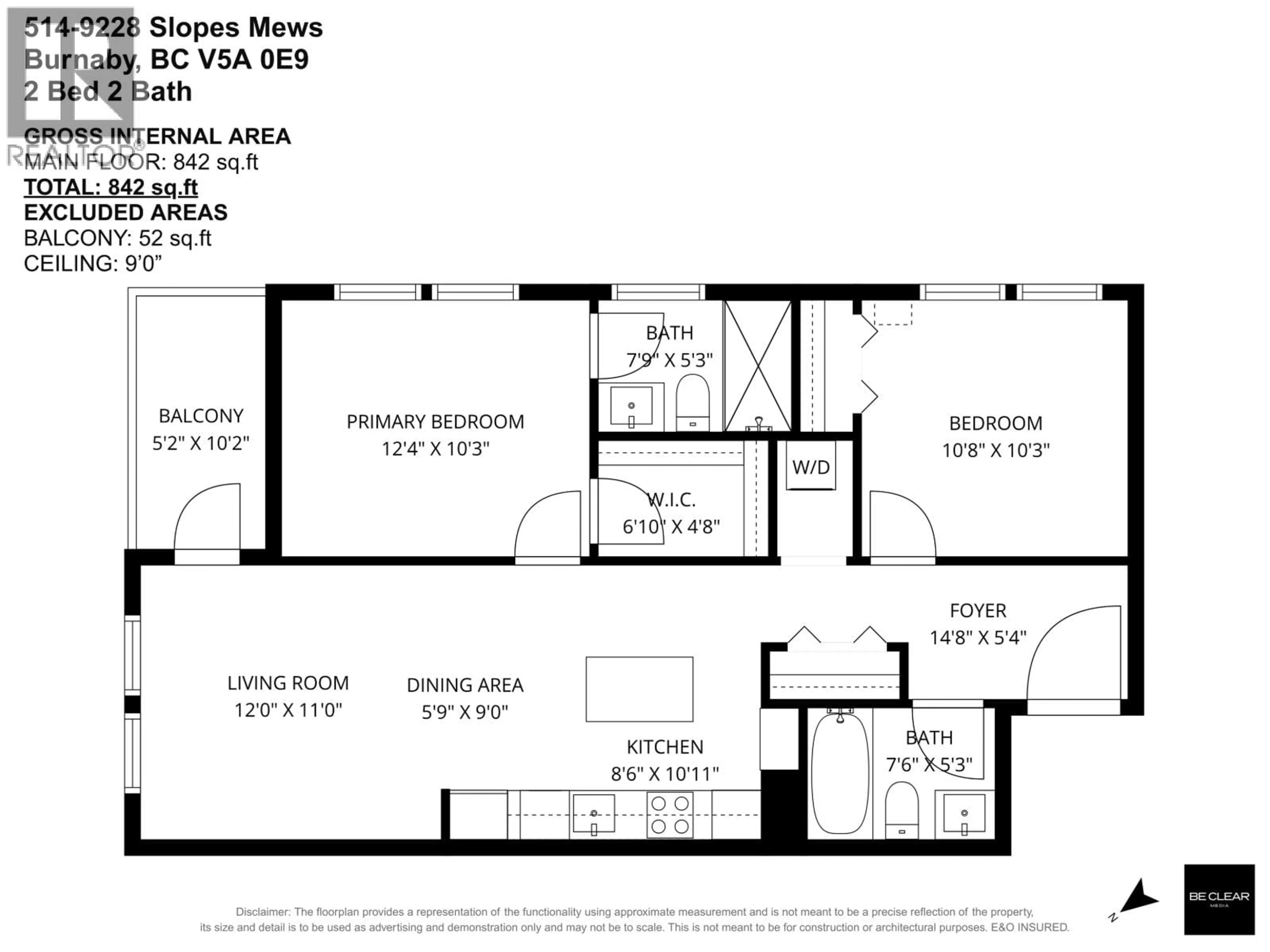 Floor plan for 514 - 9228 SLOPES MEWS, Burnaby British Columbia V5A0E9
