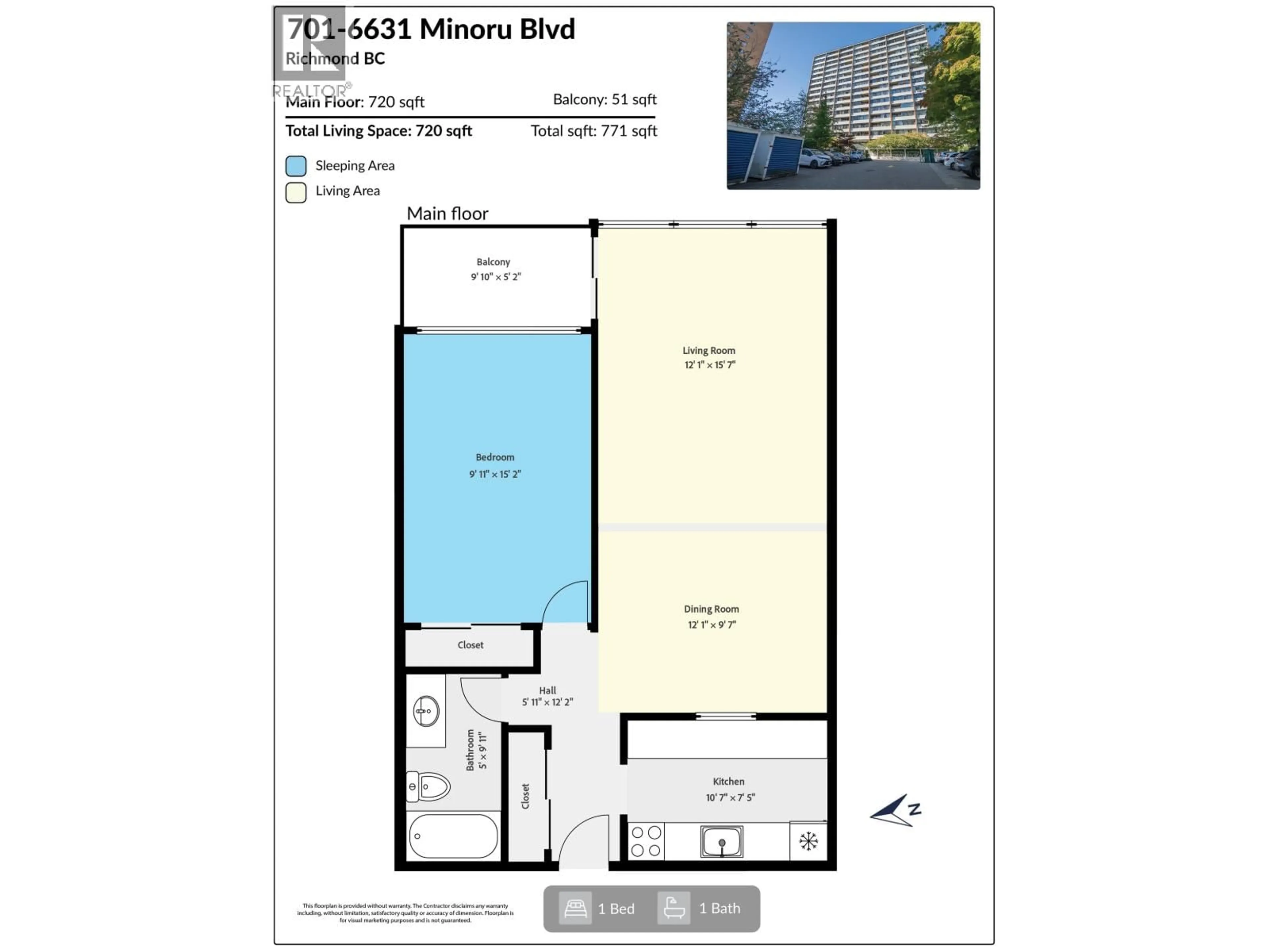 Floor plan for 701 - 6631 MINORU BOULEVARD, Richmond British Columbia V6Y1Z1