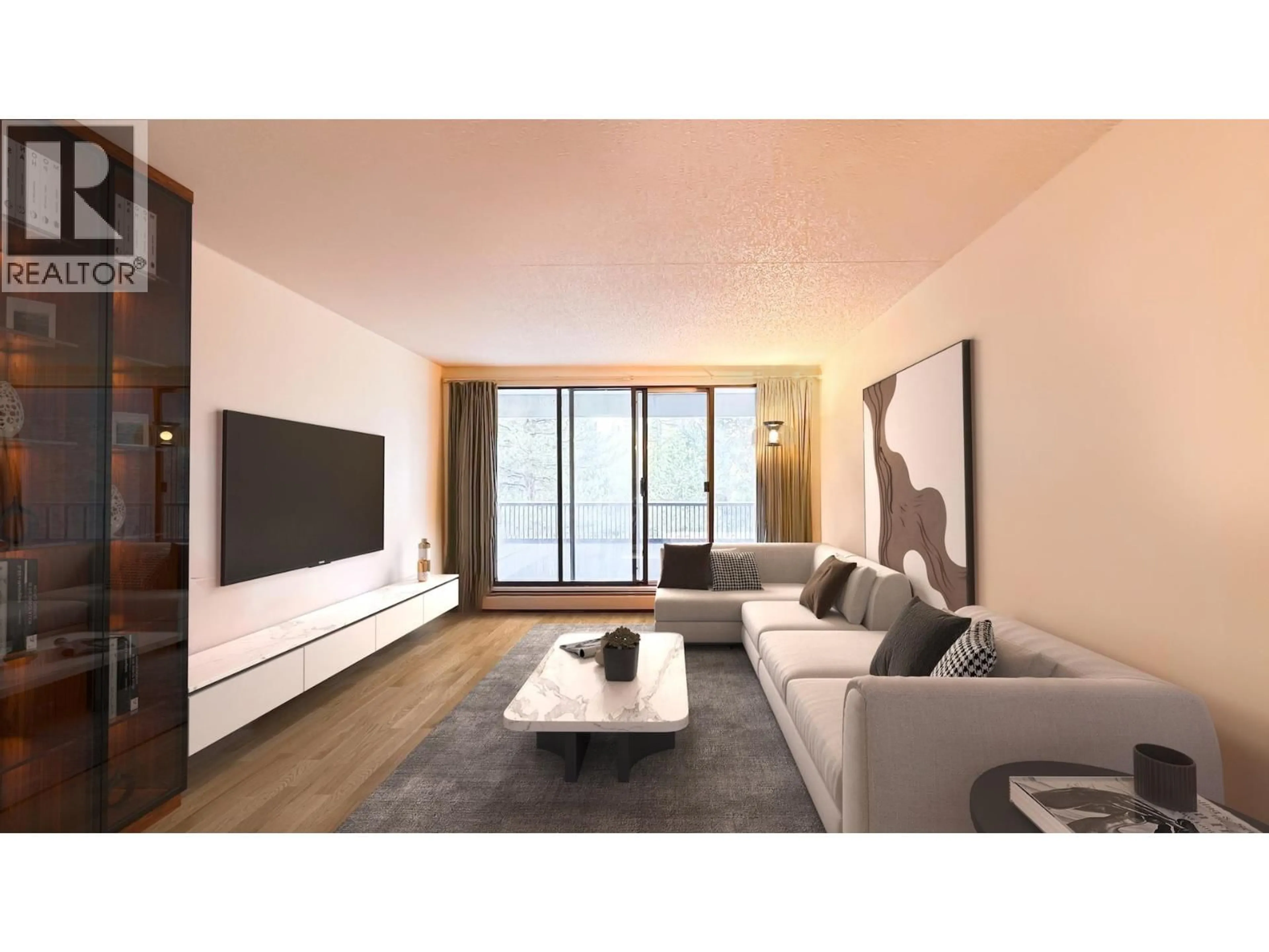 Living room with furniture, wood/laminate floor for 502 - 6595 WILLINGDON AVENUE, Burnaby British Columbia V5H4E5