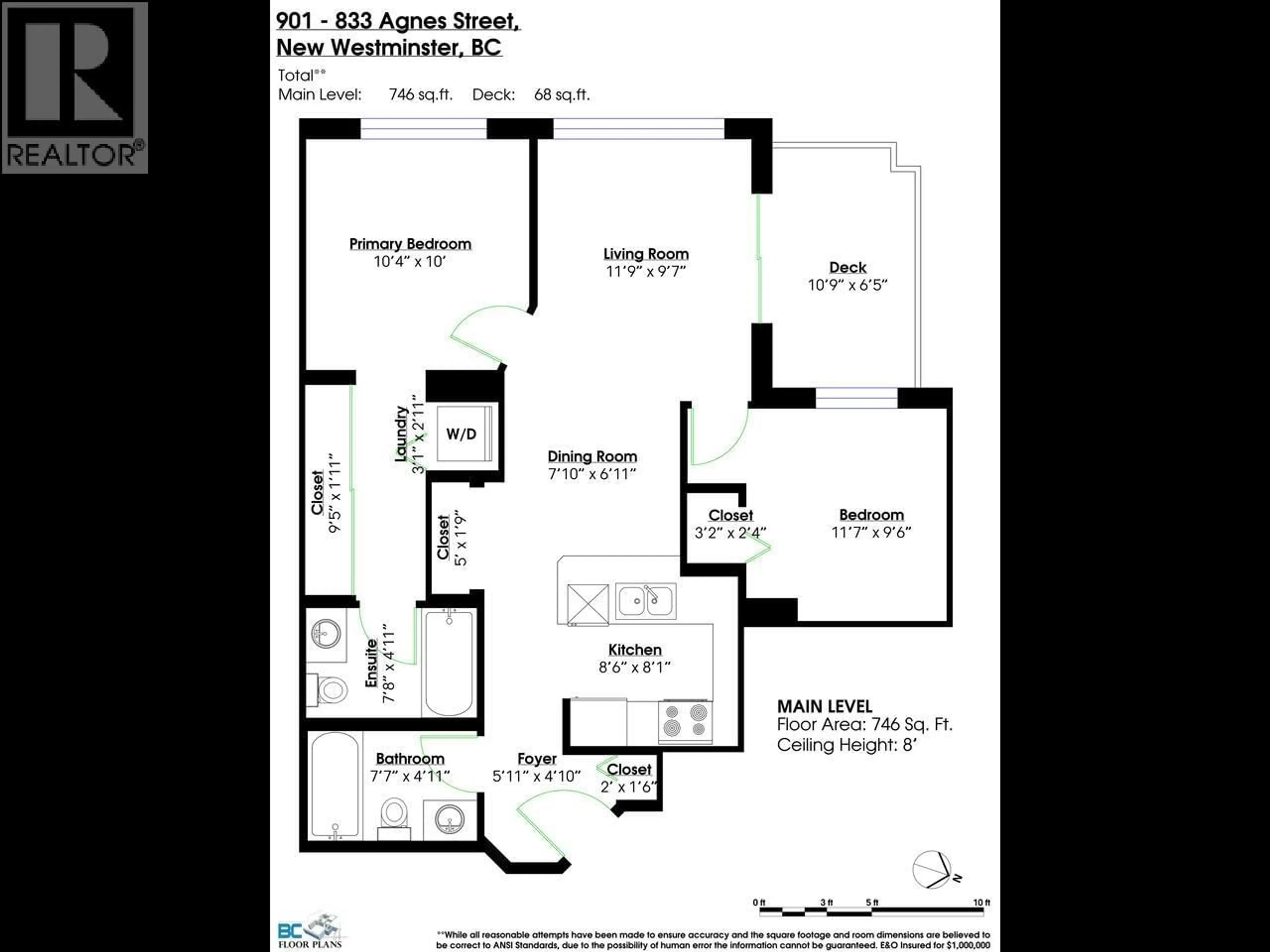 Floor plan for 901 - 833 AGNES STREET, New Westminster British Columbia V3M0B1