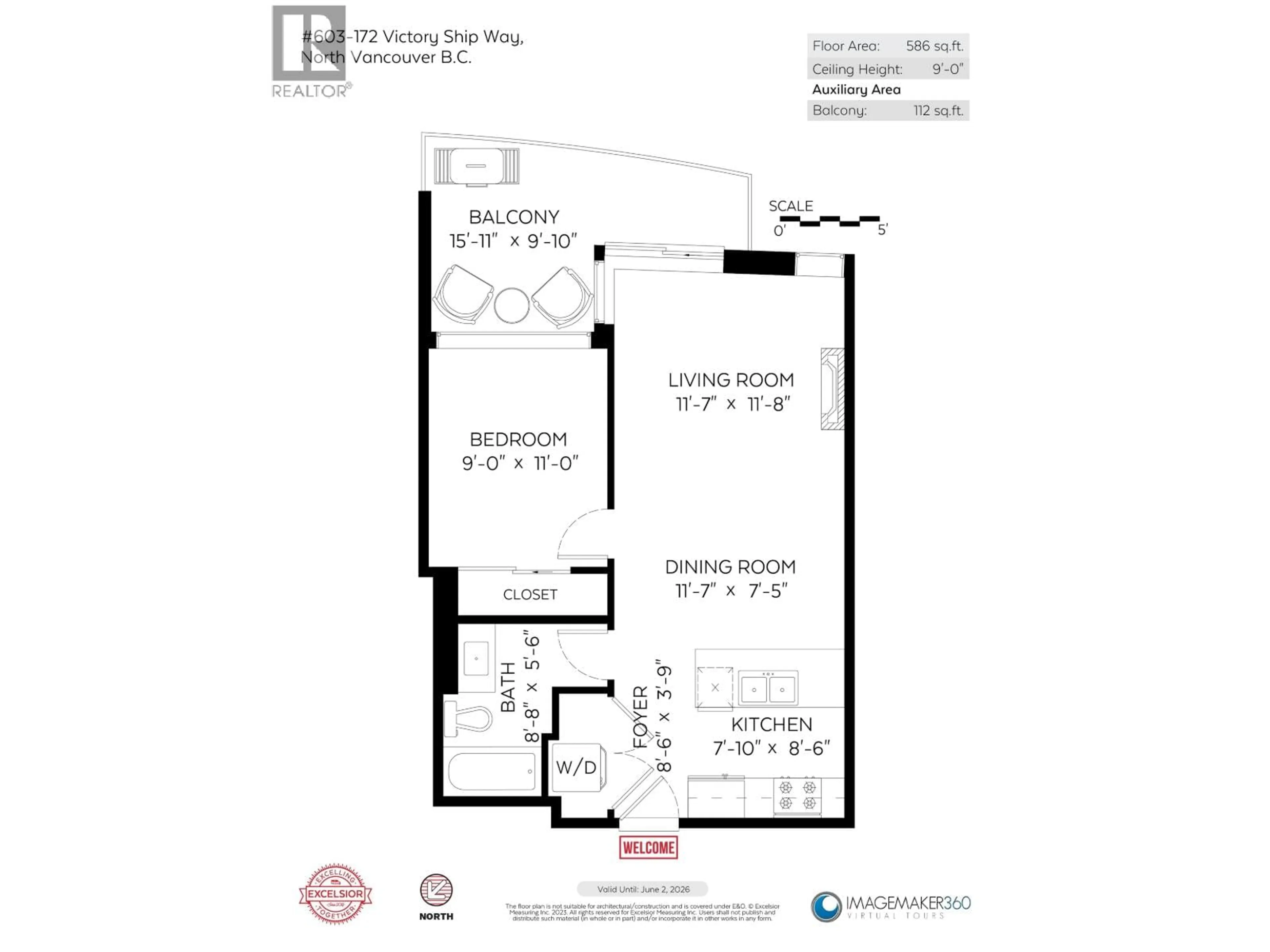 Floor plan for 603 - 172 VICTORY SHIP WAY, North Vancouver British Columbia V7L0B5