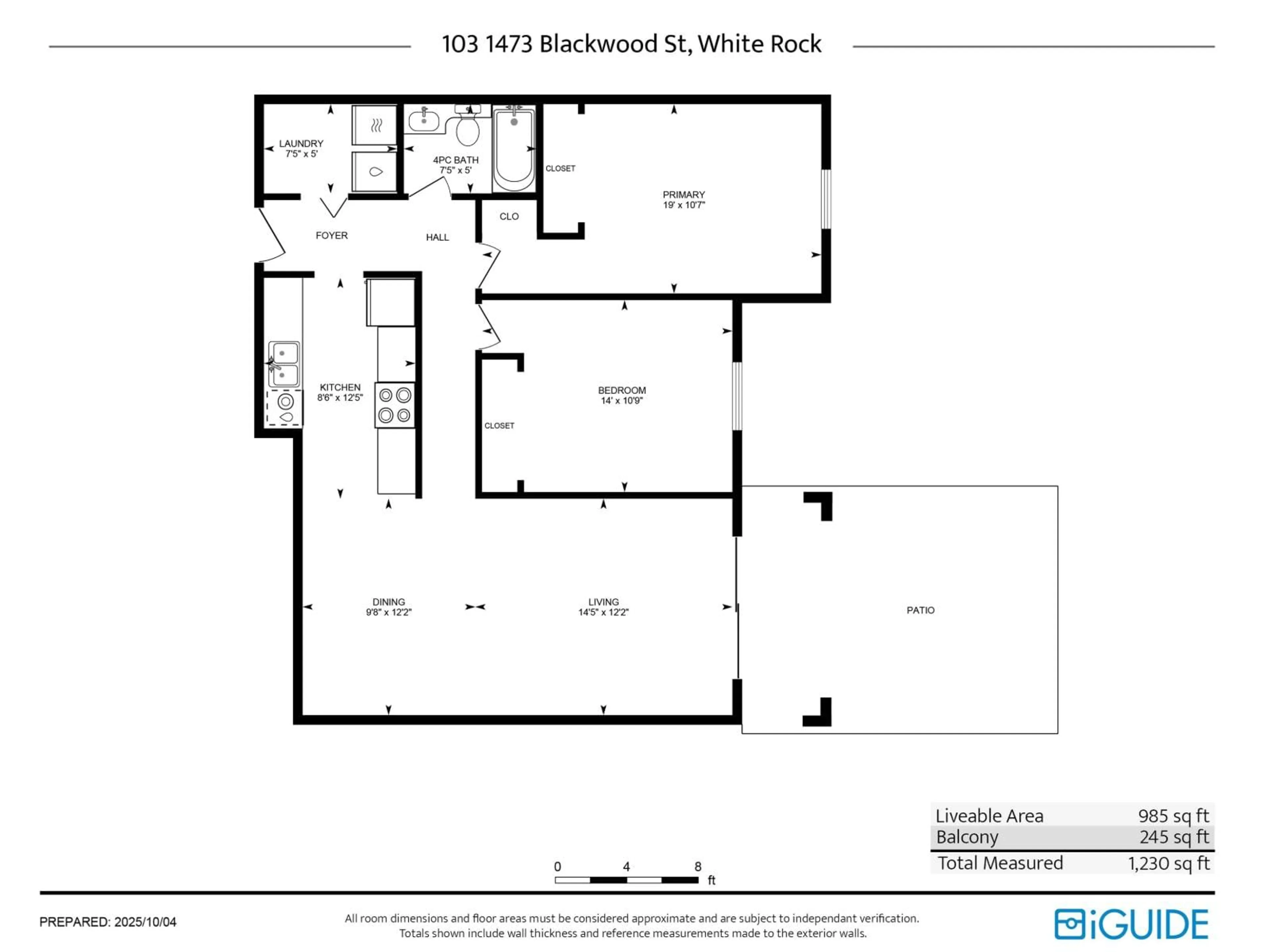 Floor plan for 103 - 1473 BLACKWOOD, White Rock British Columbia V4B3V6