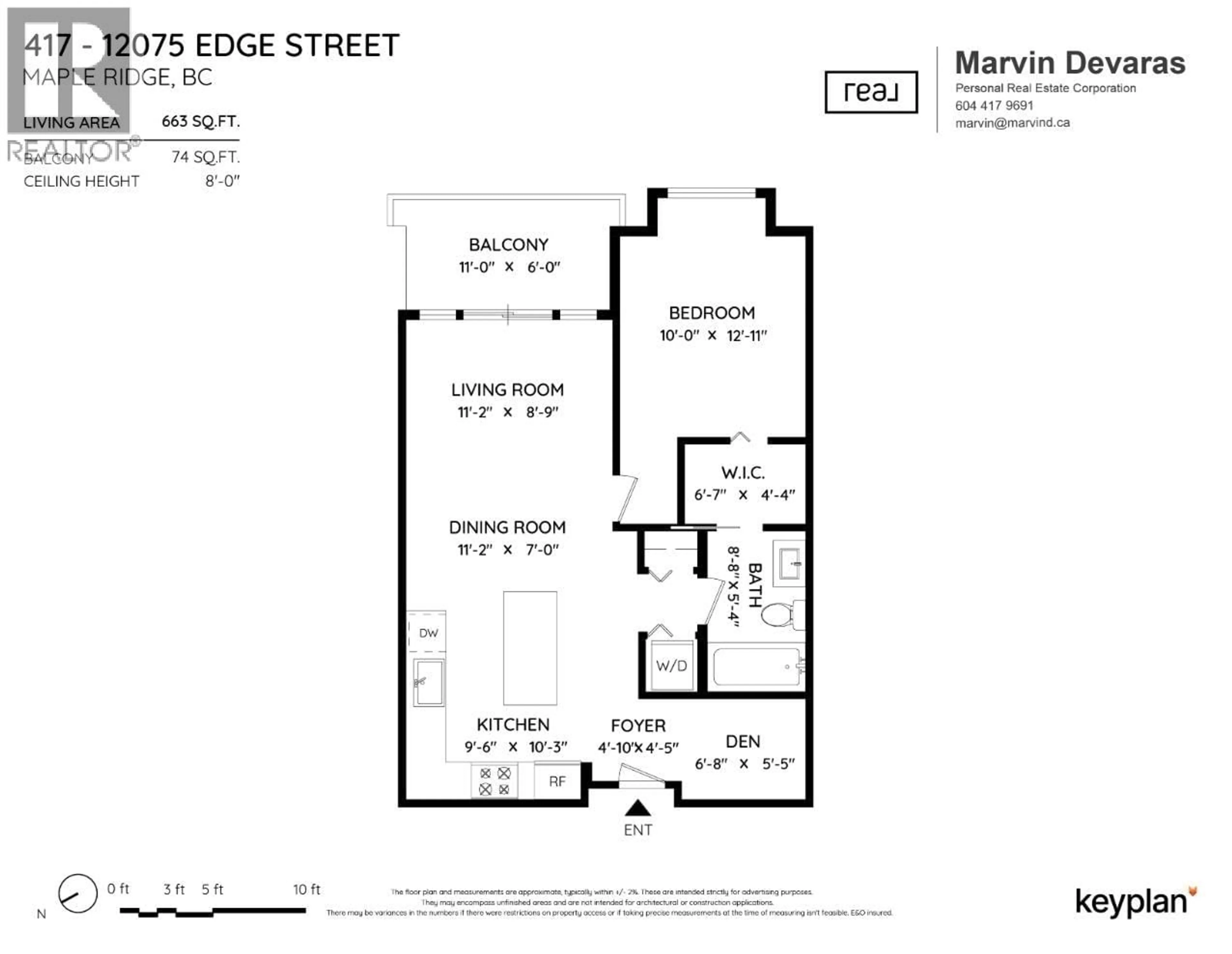 Floor plan for 417 - 12075 EDGE STREET, Maple Ridge British Columbia V2X9E3