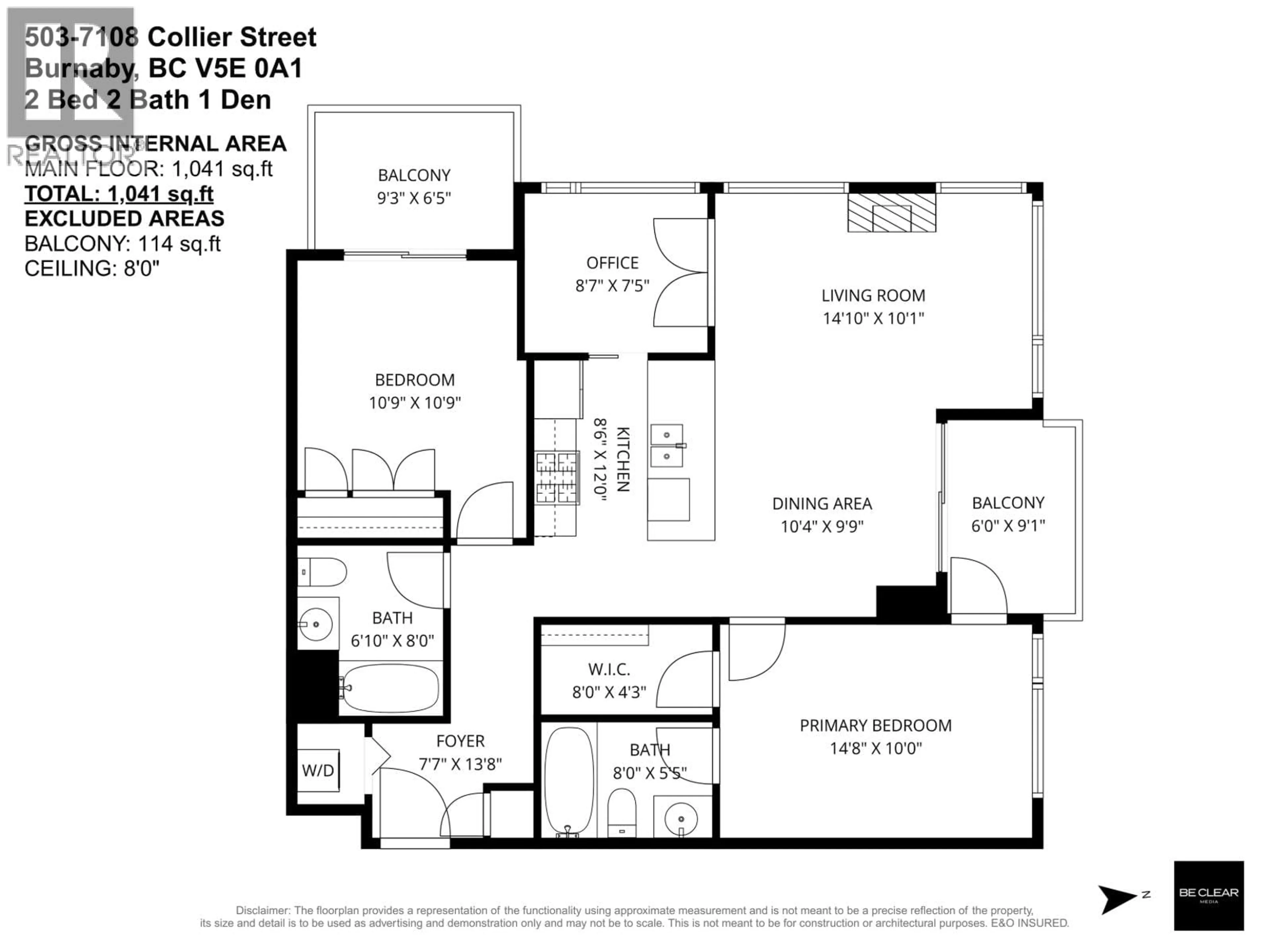 Floor plan for 503 - 7108 COLLIER STREET, Burnaby British Columbia V5E0A1