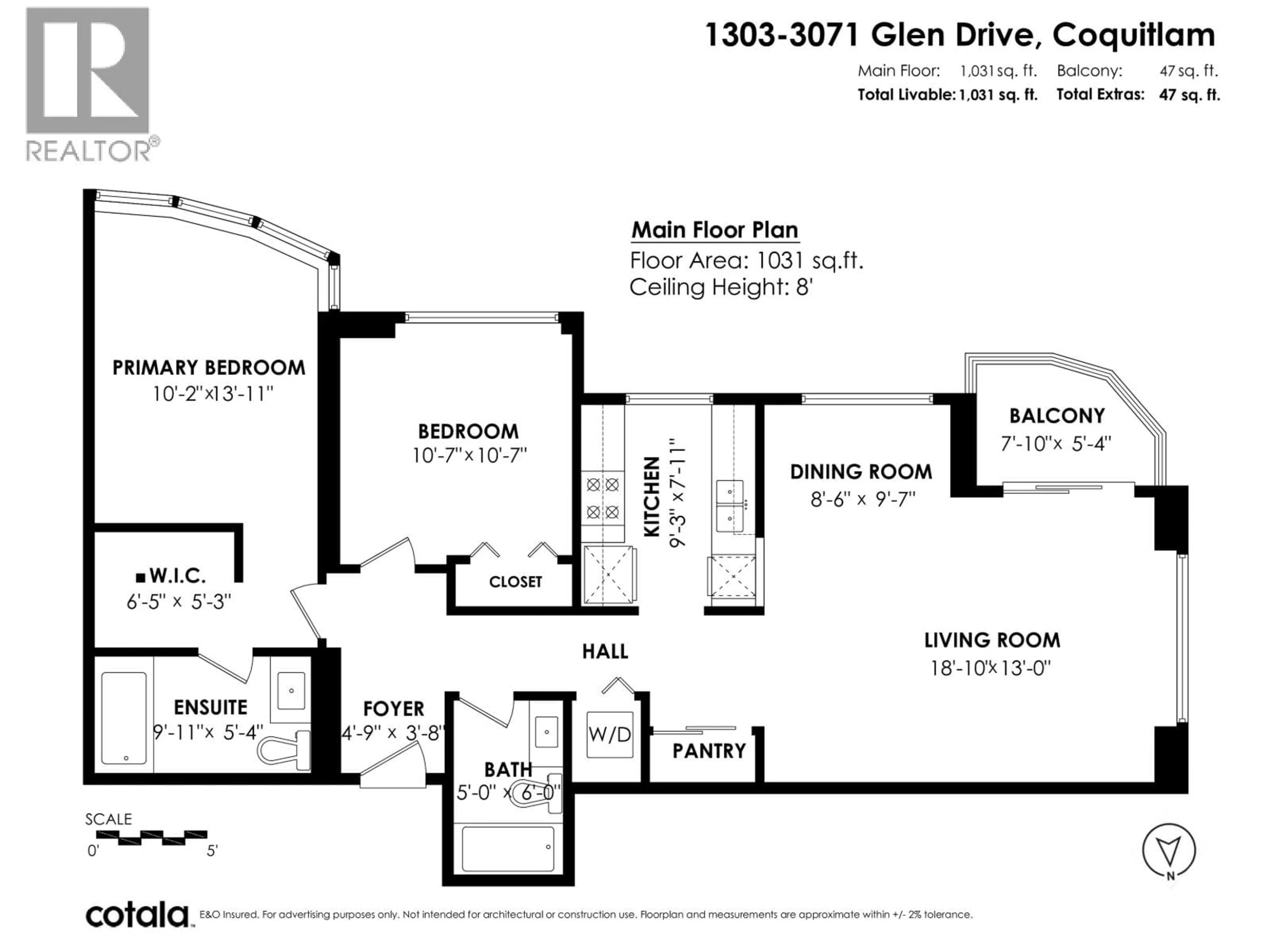 Floor plan for 1303 - 3071 GLEN DRIVE, Coquitlam British Columbia V3B7R1