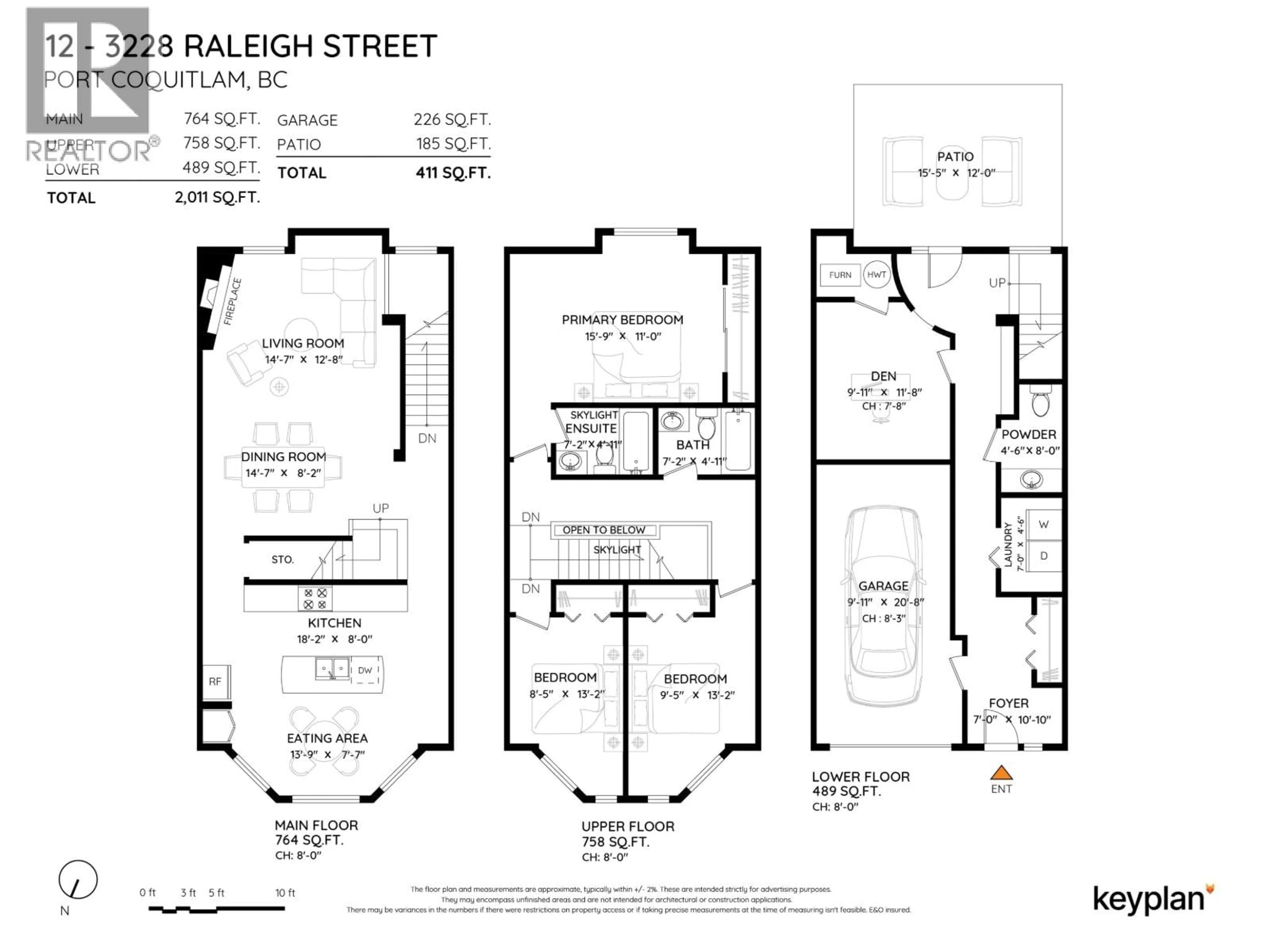 Floor plan for 12 - 3228 RALEIGH STREET, Port Coquitlam British Columbia V3C3J5