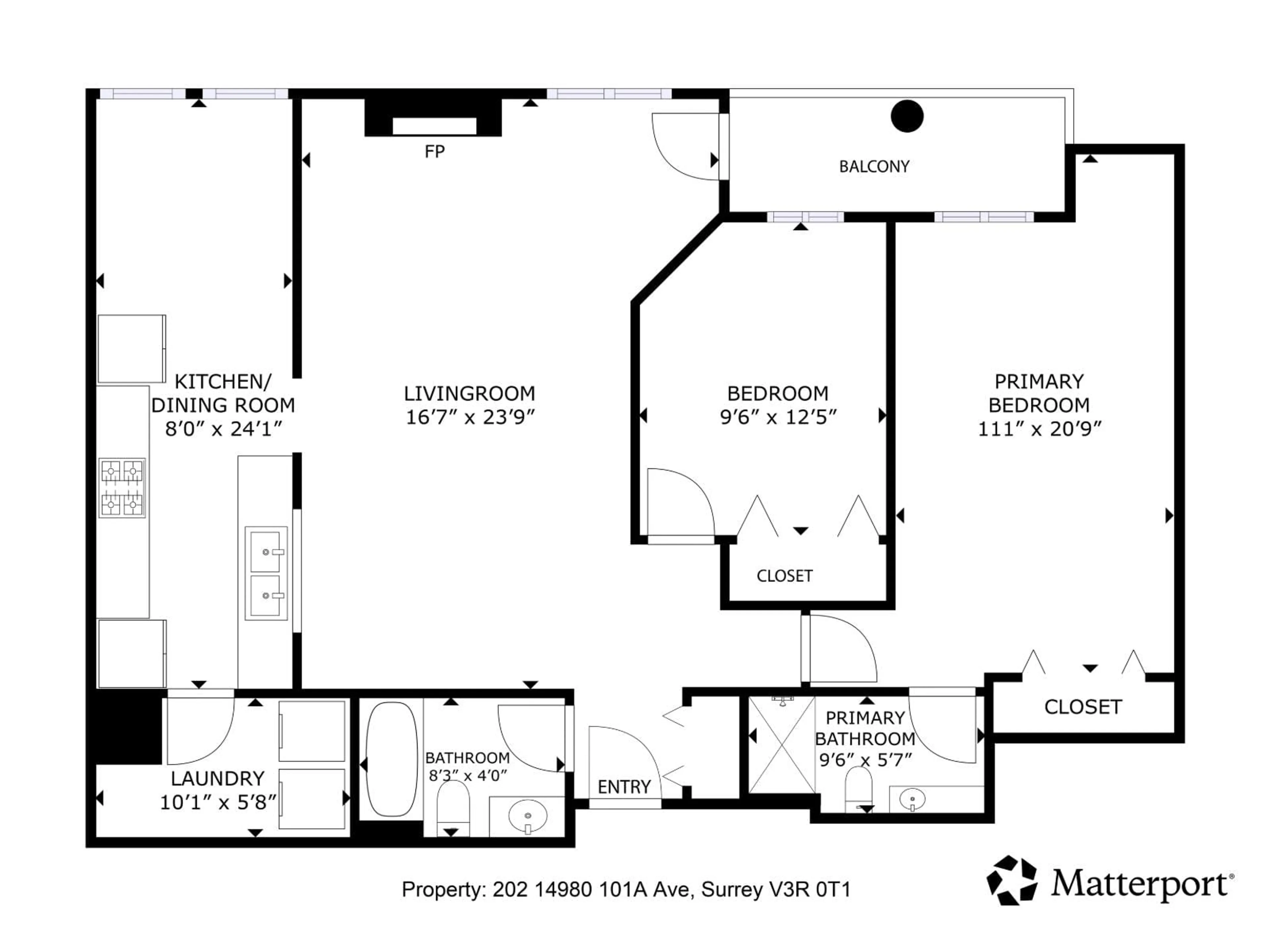 Floor plan for 202 - 14980 101A, Surrey British Columbia V3R0T1