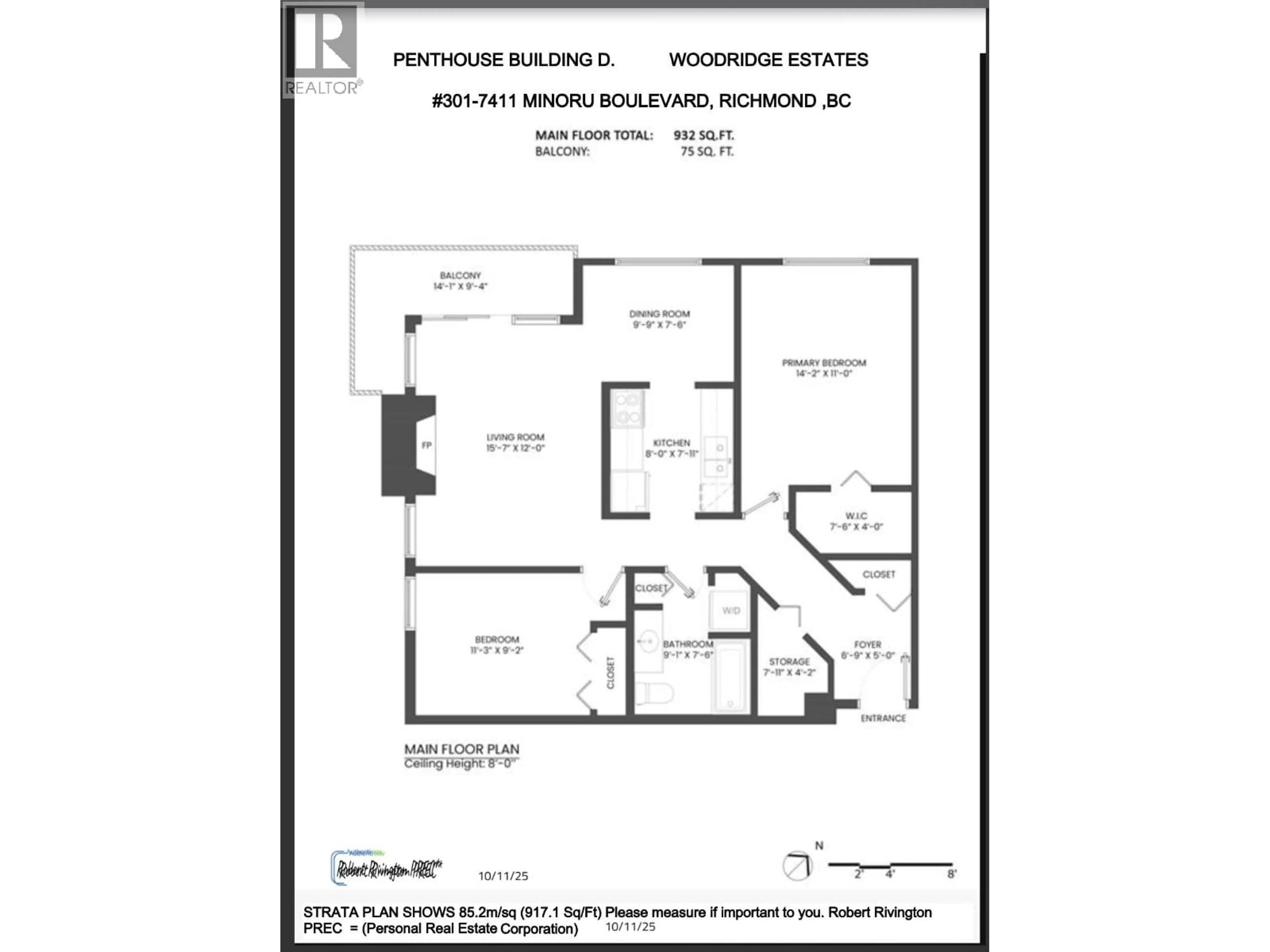 Floor plan for 301 - 7411 MINORU BOULEVARD, Richmond British Columbia V6Y1Z3