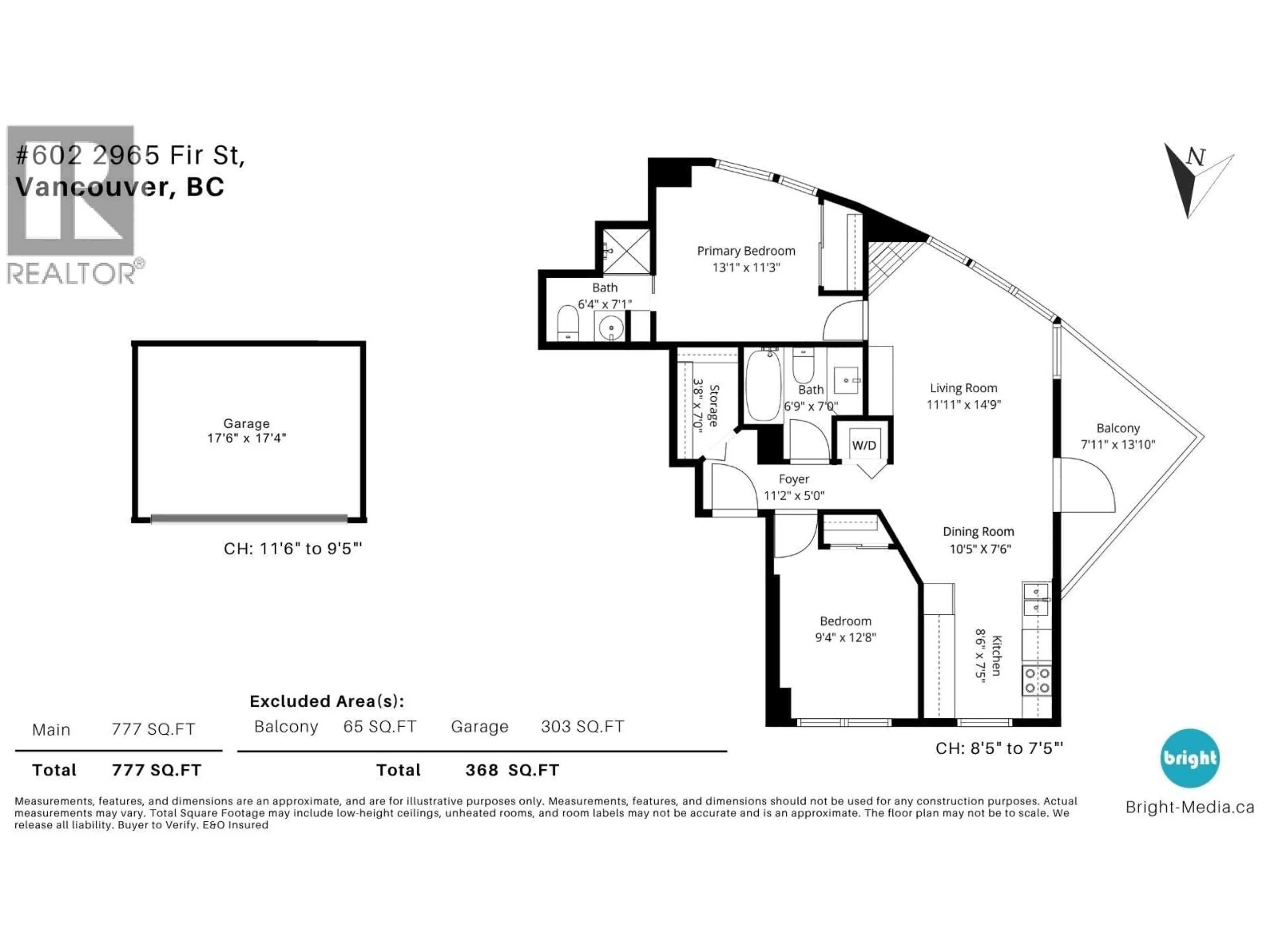 Floor plan for 602 - 2965 FIR STREET, Vancouver British Columbia V6J5M9