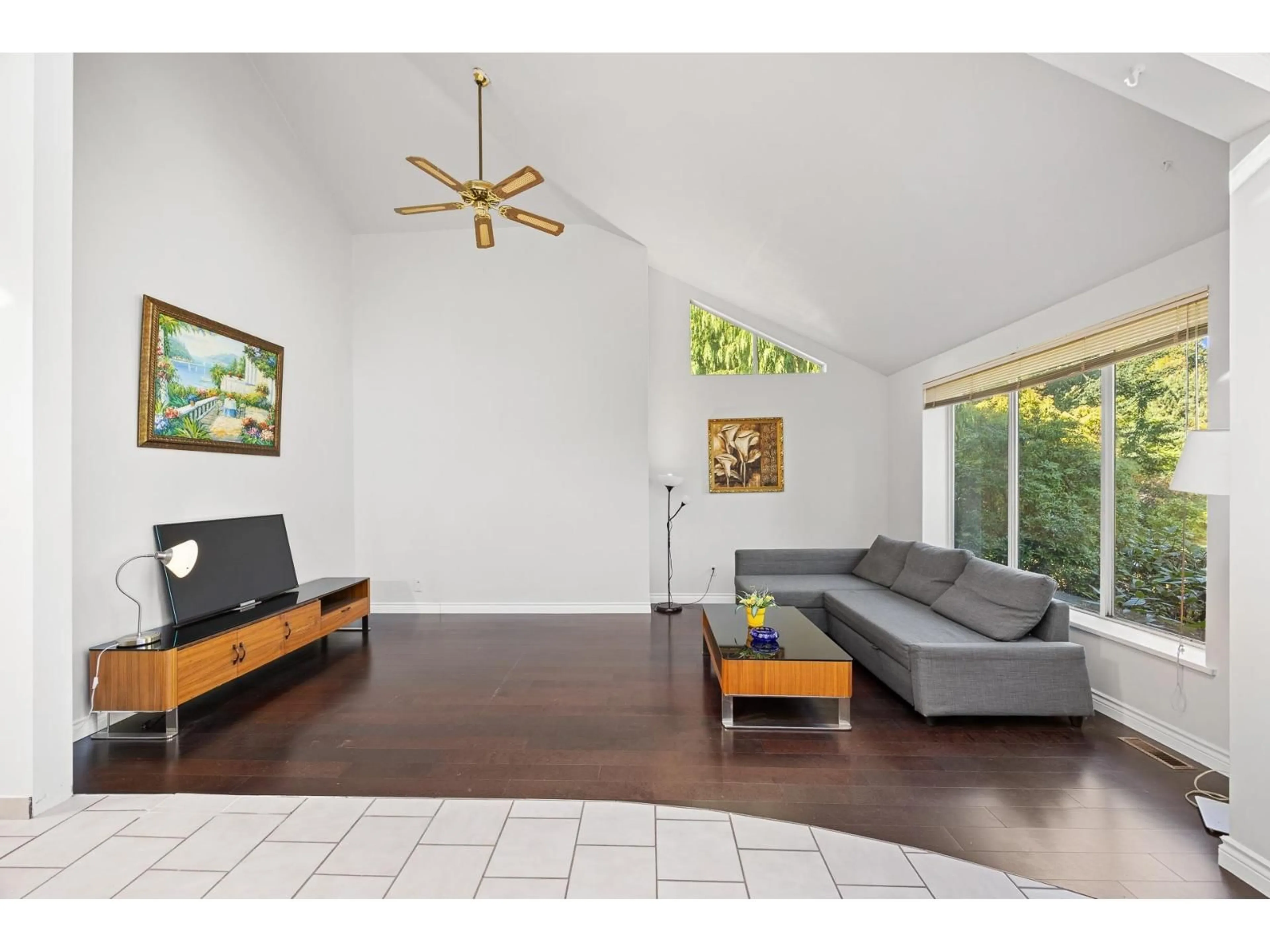 Living room with furniture, wood/laminate floor for 17138 26A, Surrey British Columbia V3Z0B3
