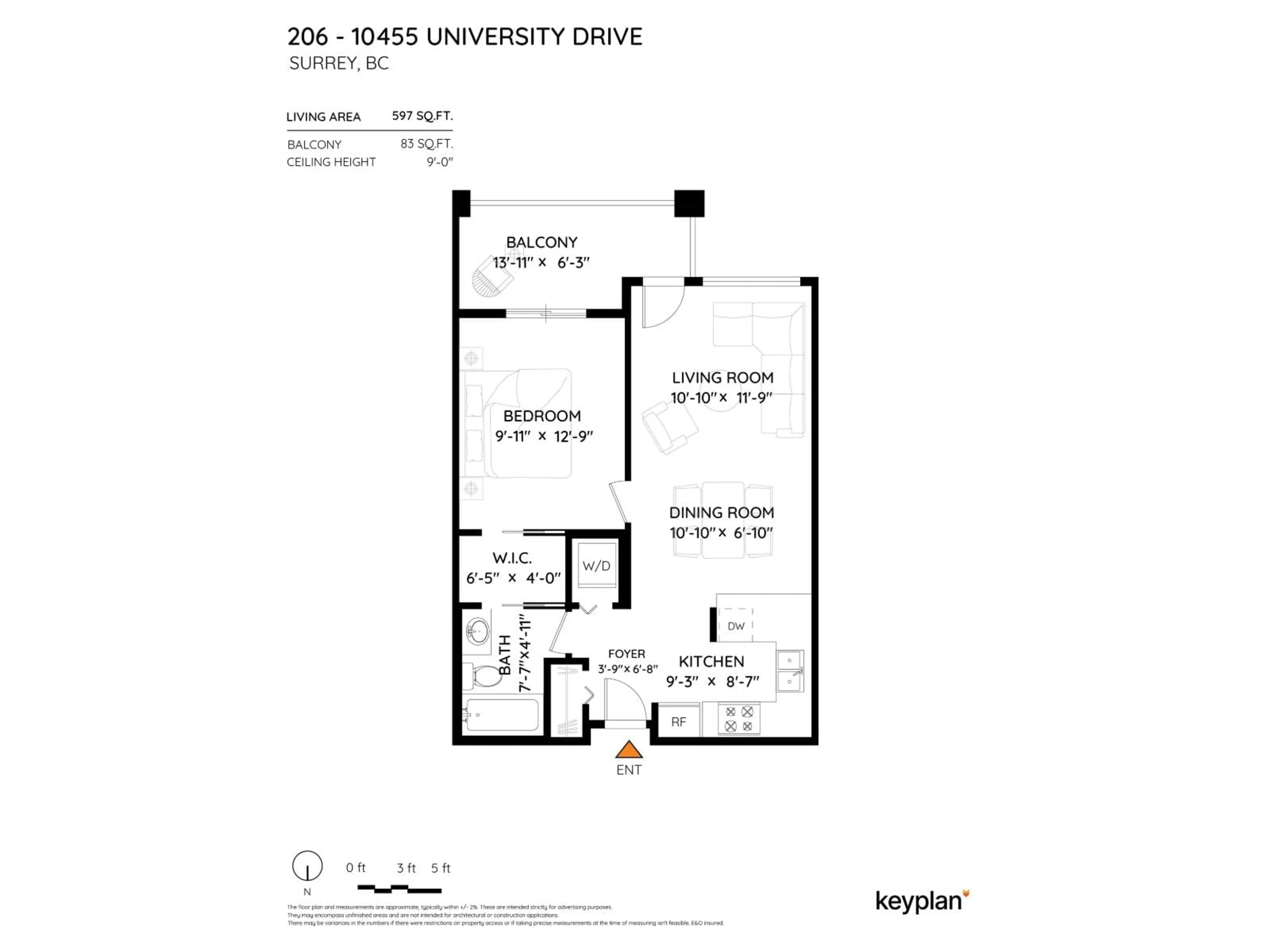 Floor plan for 206 - 10455 UNIVERSITY, Surrey British Columbia V3T0A5