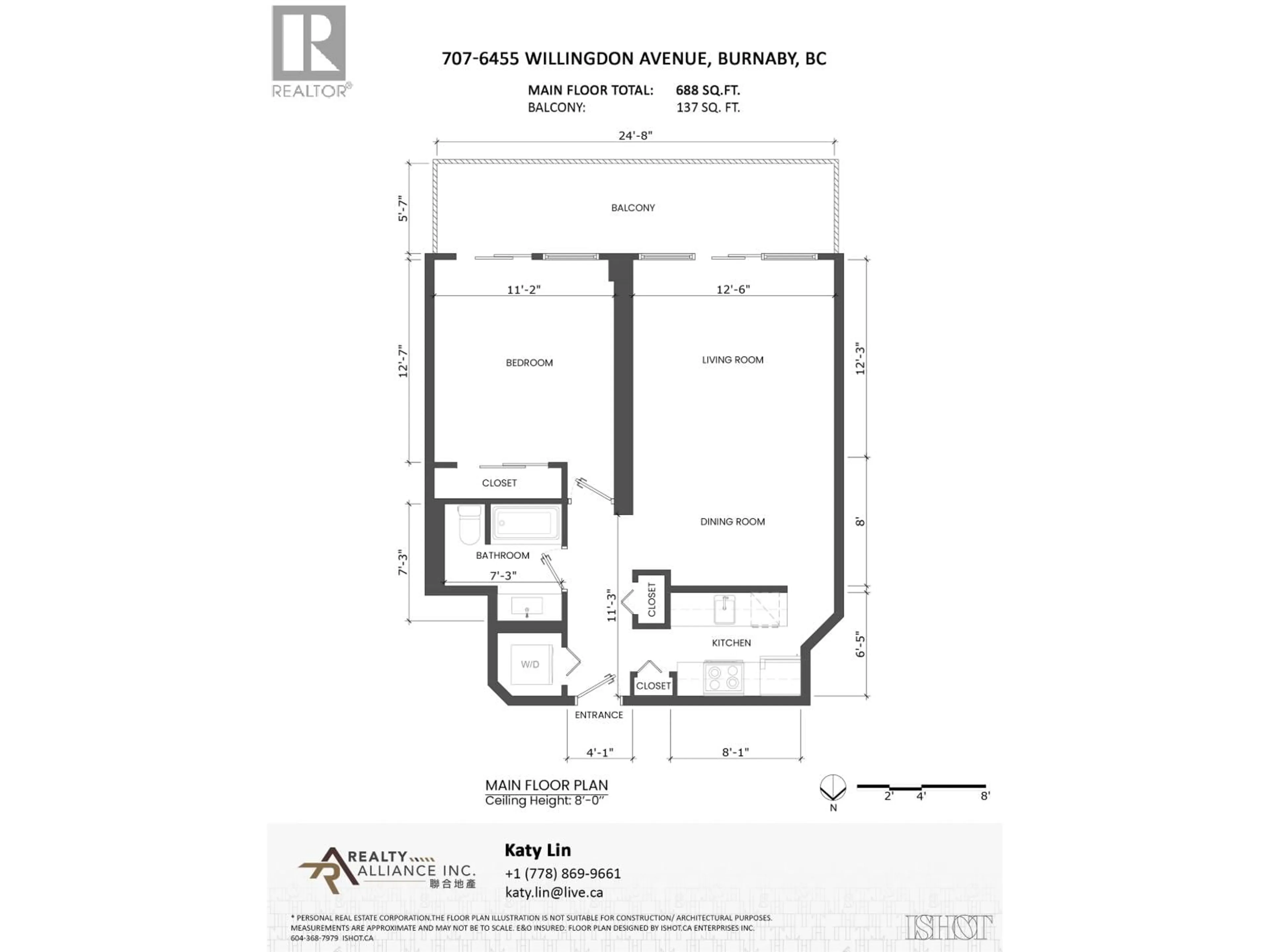Floor plan for 707 - 6455 WILLINGDON AVENUE, Burnaby British Columbia V5H4E4
