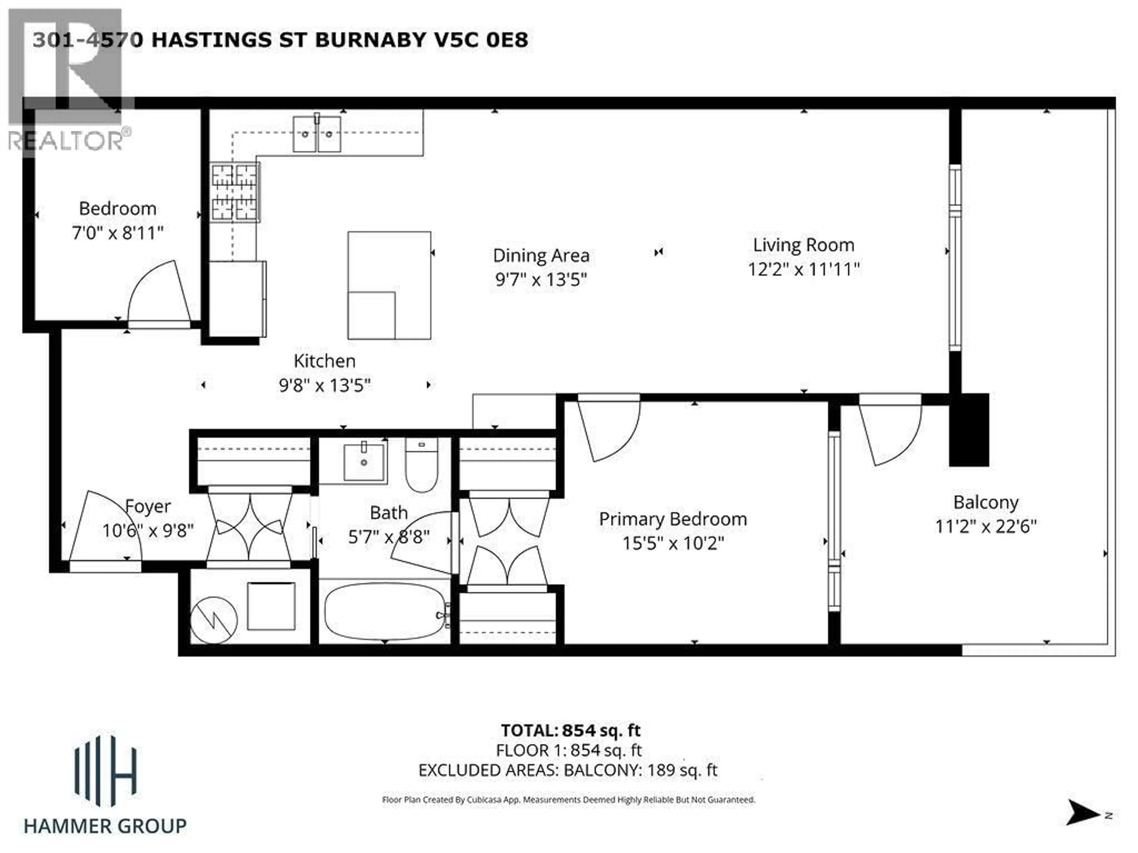 Floor plan for 301 - 4570 HASTINGS STREET, Burnaby British Columbia V5C0E8