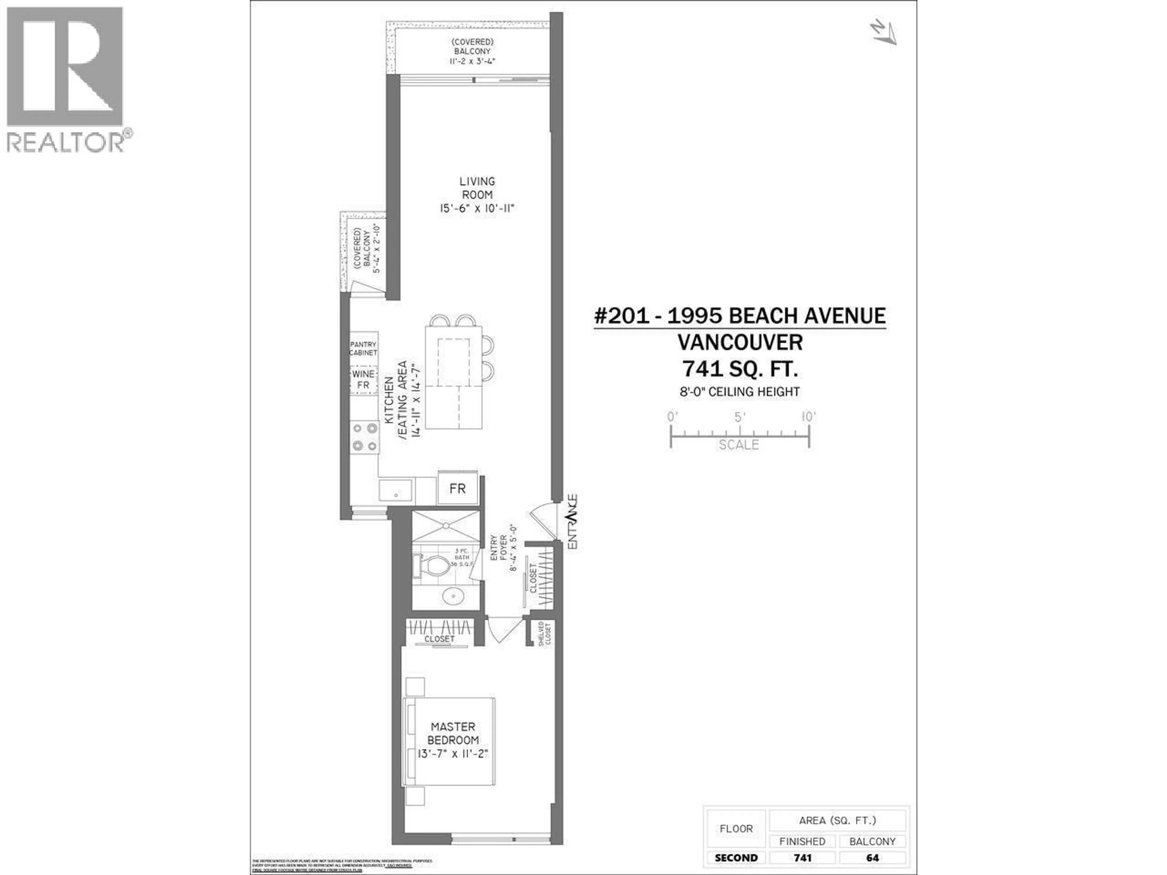 Floor plan for 201 - 1995 BEACH AVENUE, Vancouver British Columbia V6G2Y3