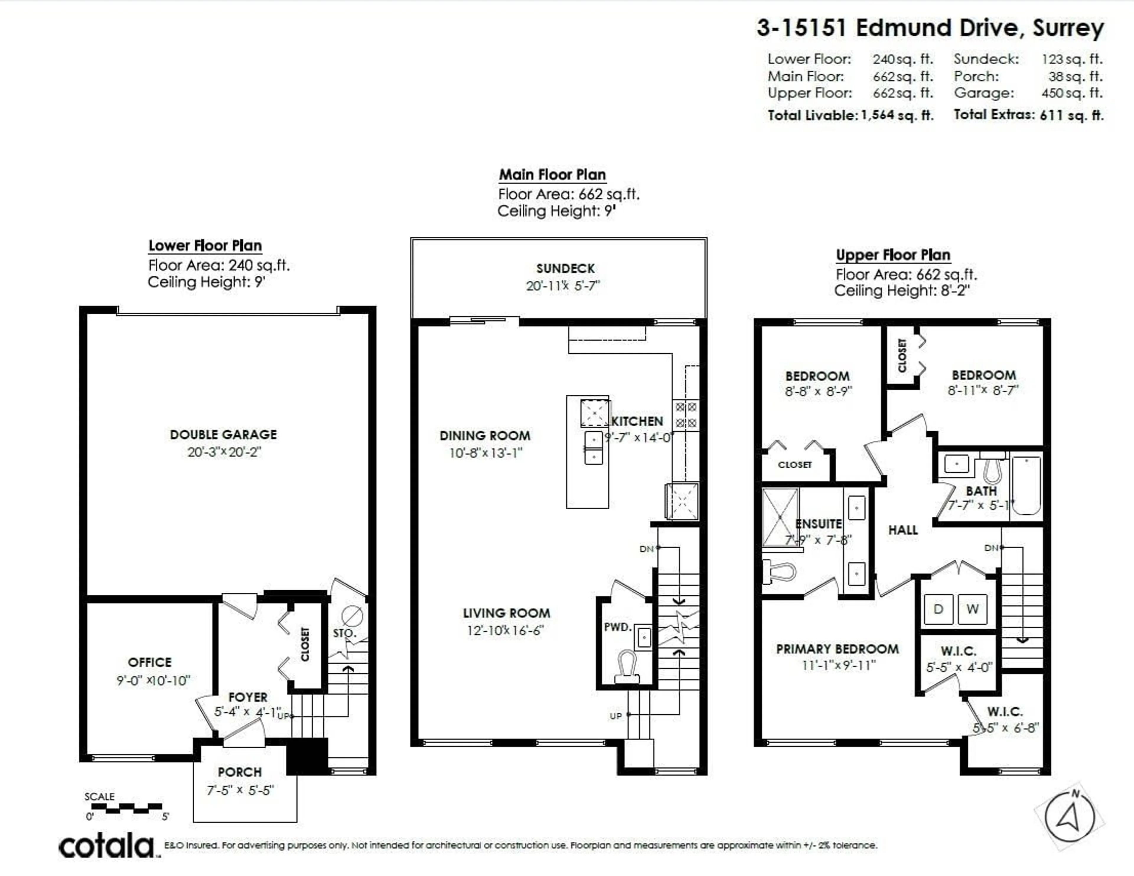 Floor plan for 3 - 15151 EDMUND, Surrey British Columbia V3S0B2