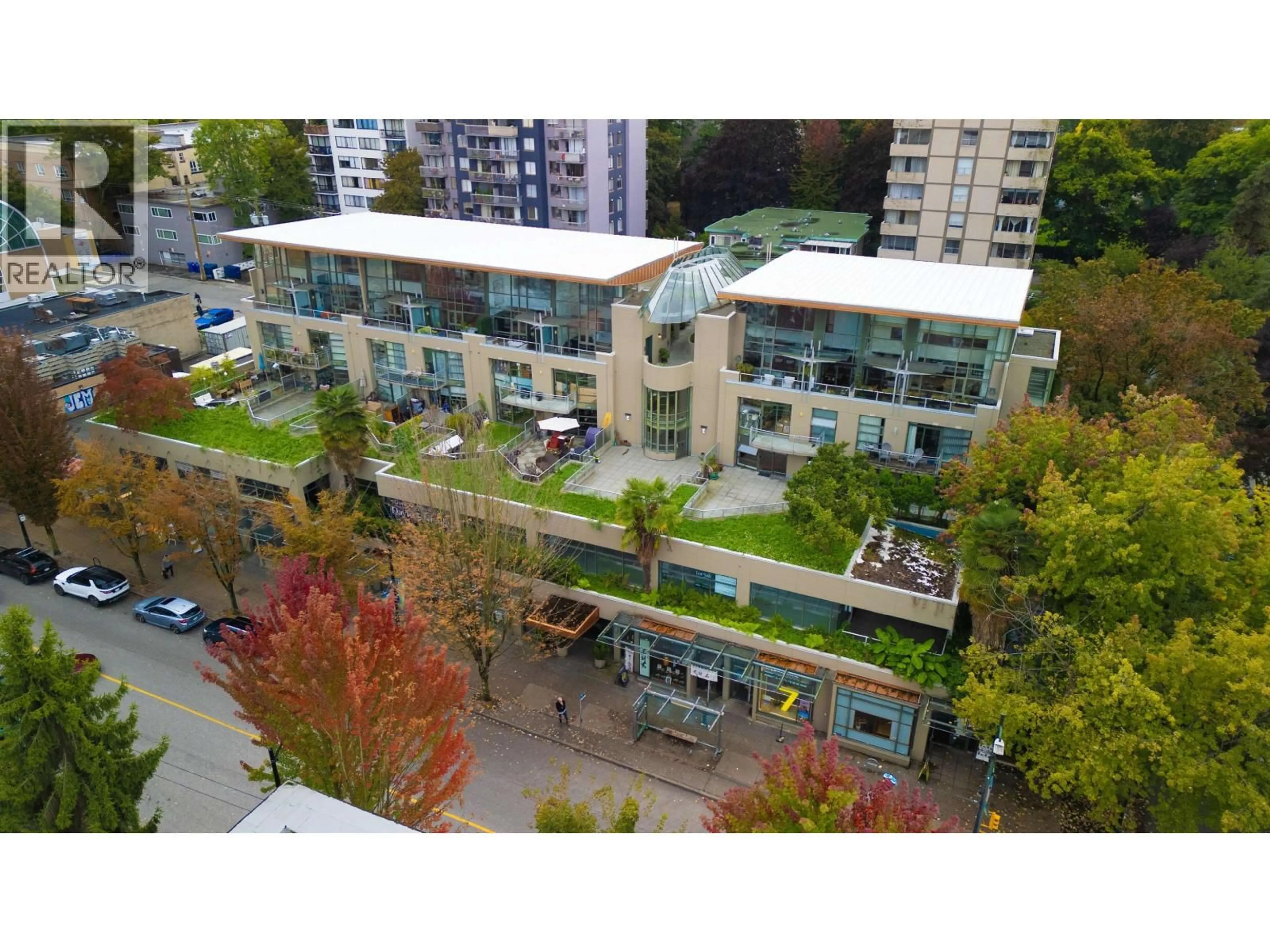 A pic from outside/outdoor area/front of a property/back of a property/a pic from drone, city buildings view from balcony for PH4 - 1688 ROBSON STREET, Vancouver British Columbia V6G1C7