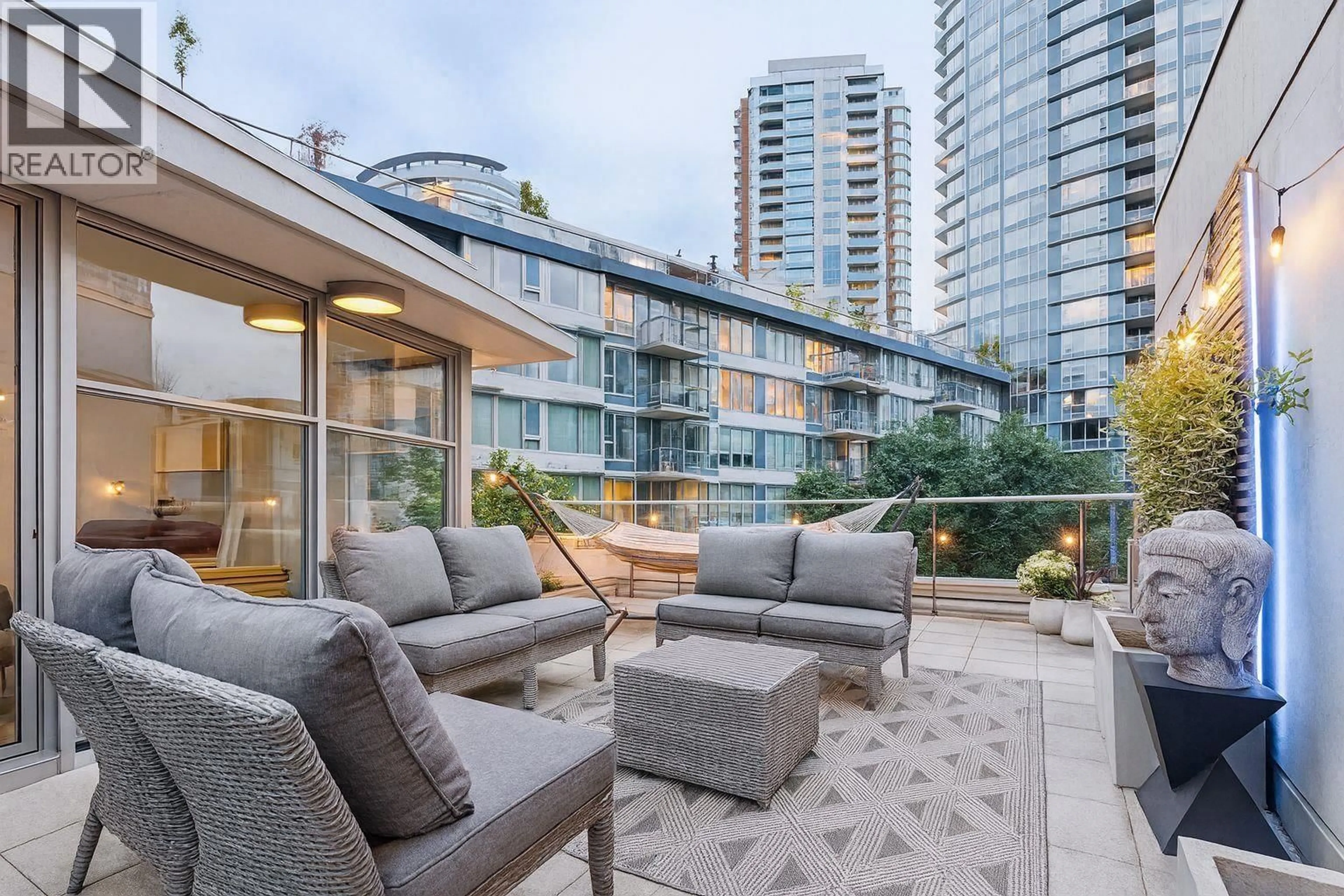 Patio, city buildings view from balcony for 226 - 188 KEEFER PLACE, Vancouver British Columbia V6B0J1