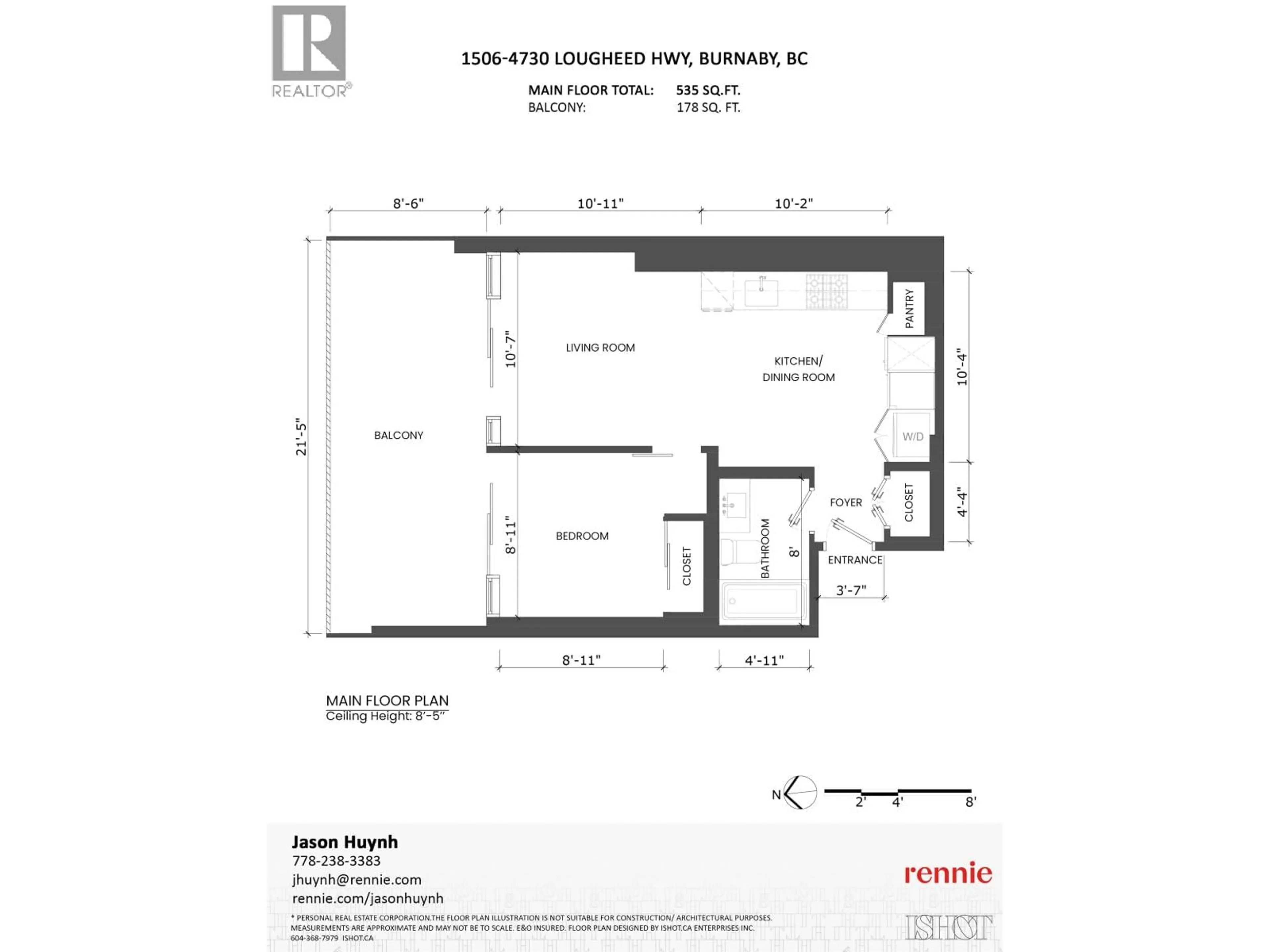 Floor plan for 1506 - 4730 LOUGHEED HIGHWAY, Burnaby British Columbia V5C0M9