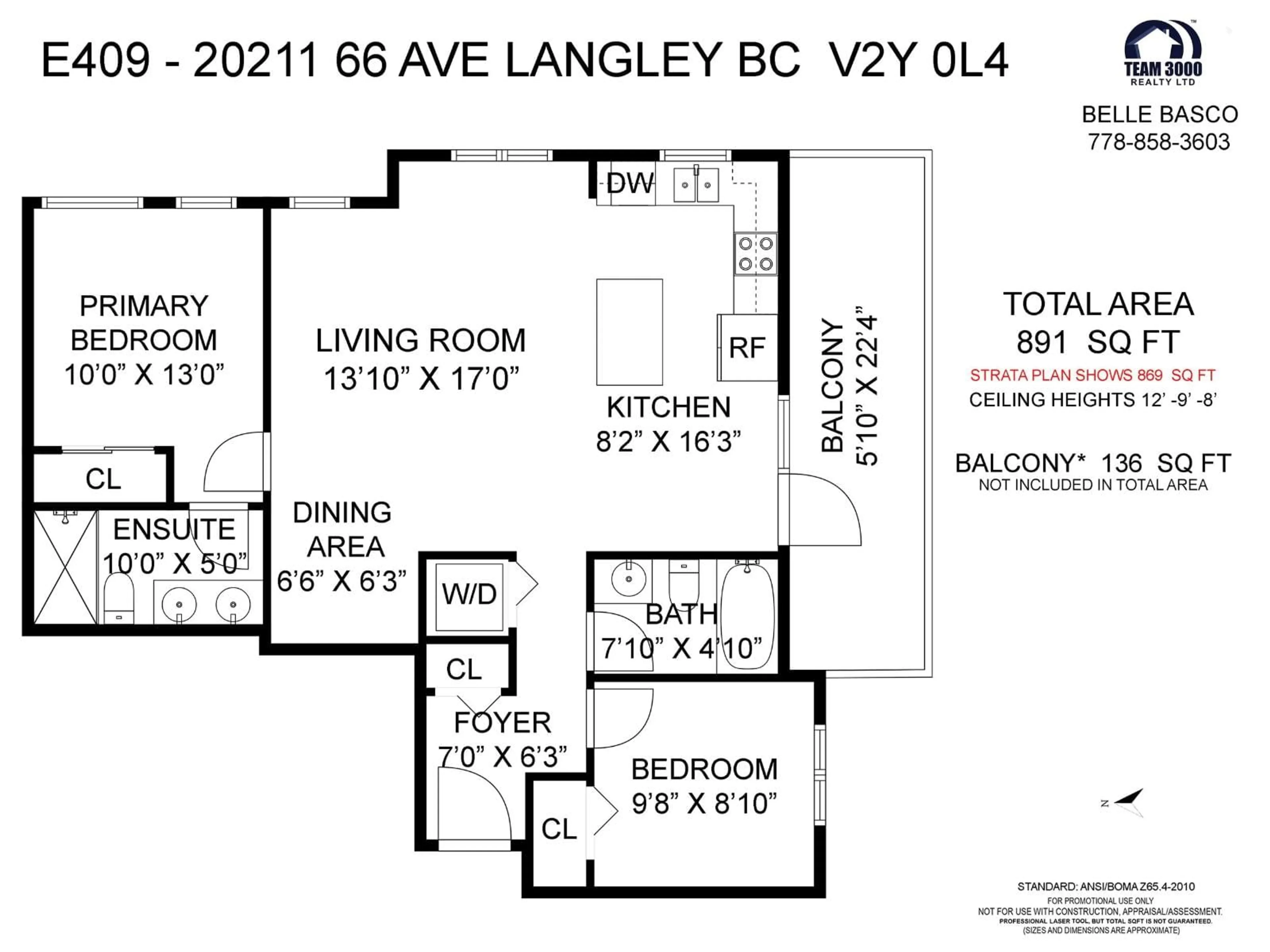 Floor plan for E409 - 20211 66, Langley British Columbia V2Y0L4