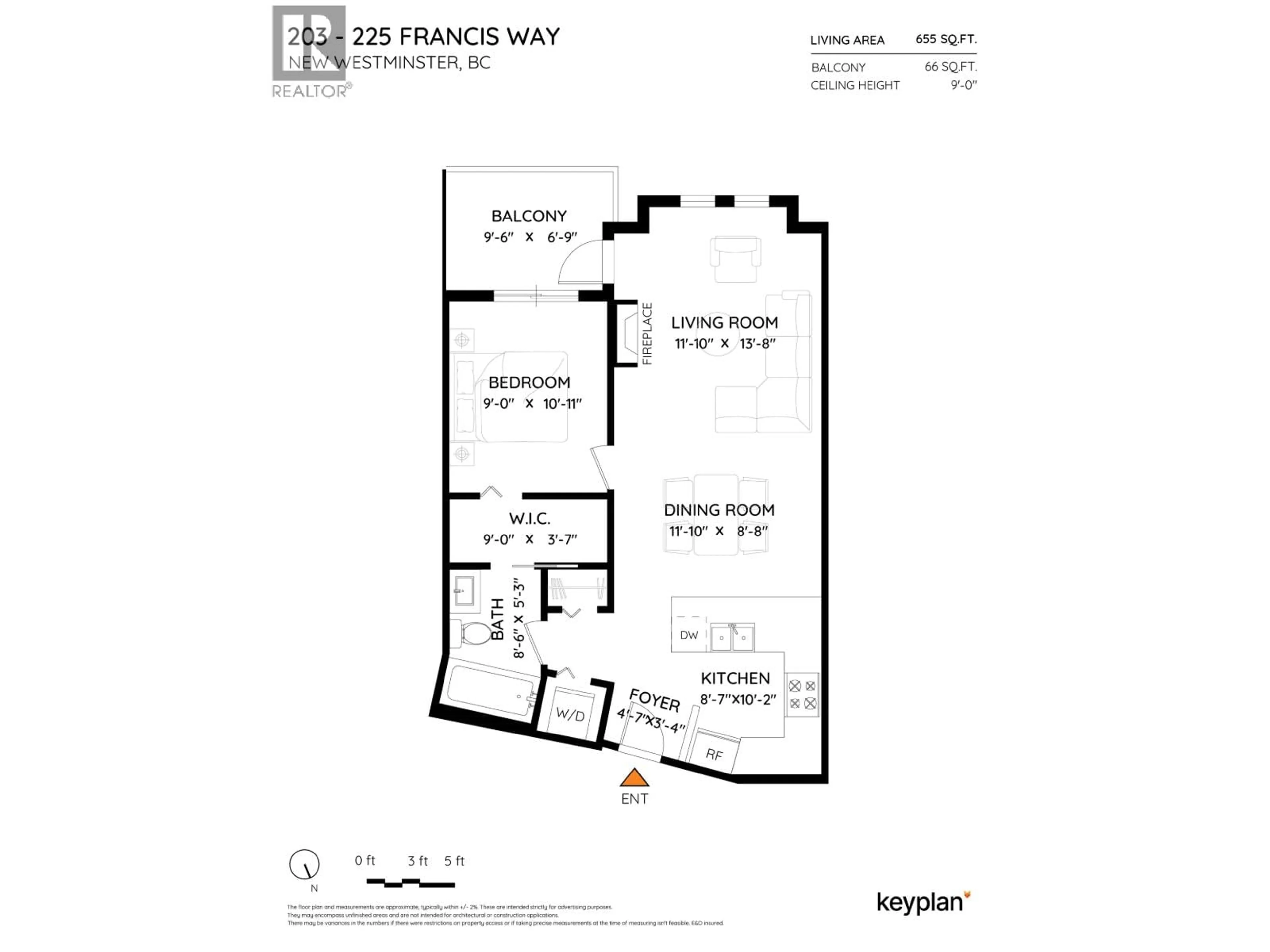 Floor plan for 203 - 225 FRANCIS WAY, New Westminster British Columbia V3L0G1