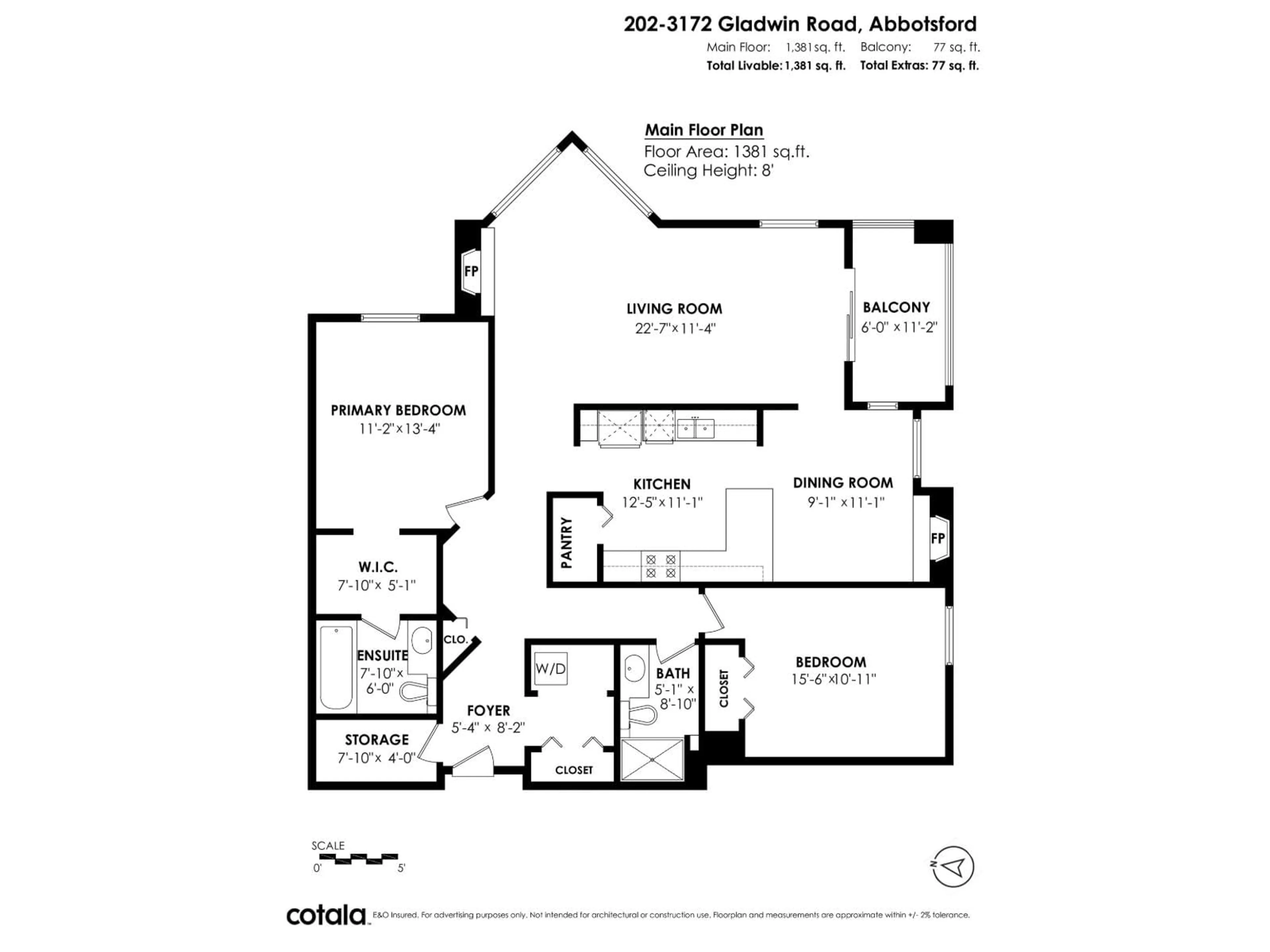 Floor plan for 202 - 3172 GLADWIN, Abbotsford British Columbia V2T5T3