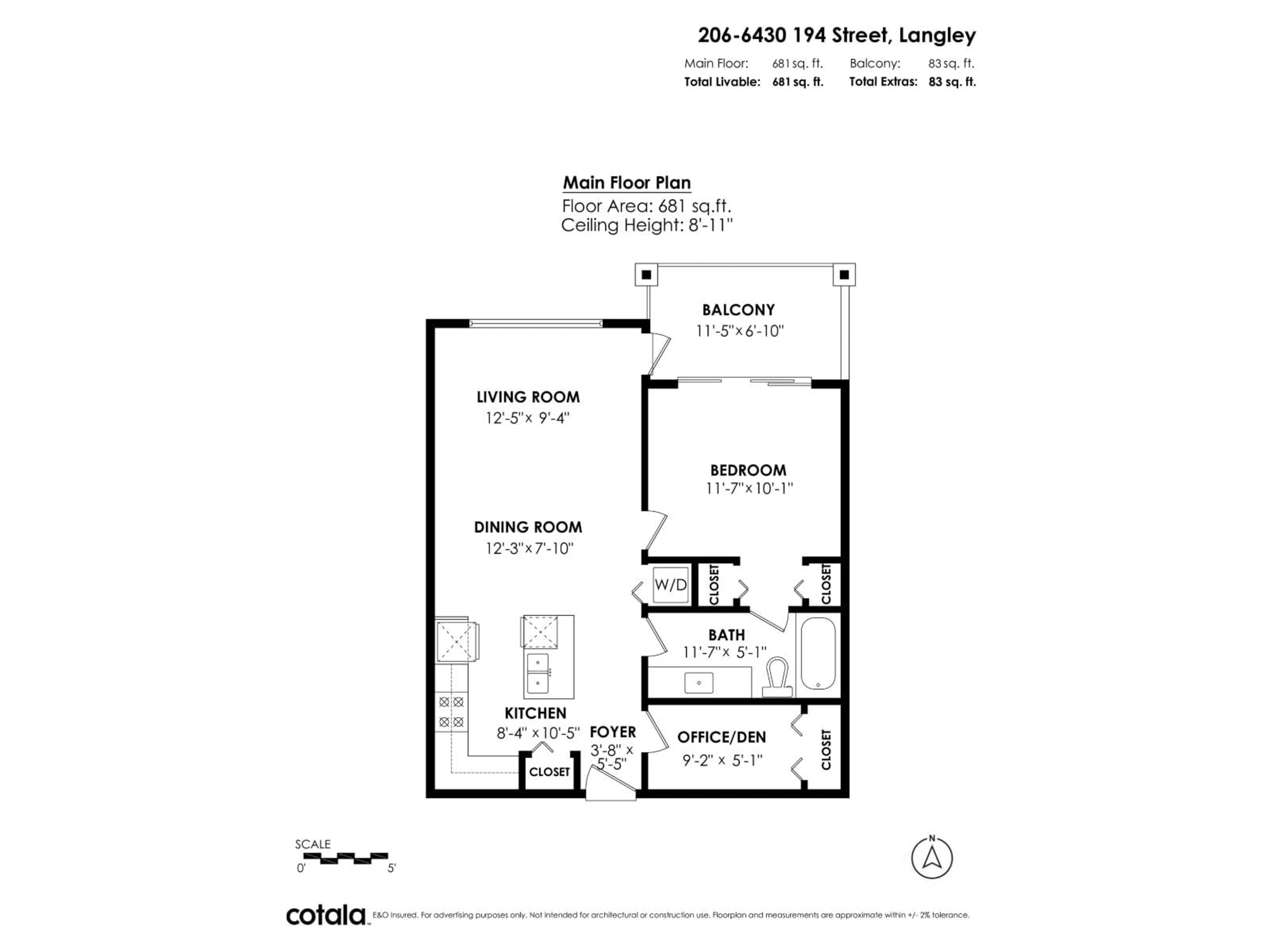 Floor plan for 206 - 6430 194, Surrey British Columbia V4N6J7