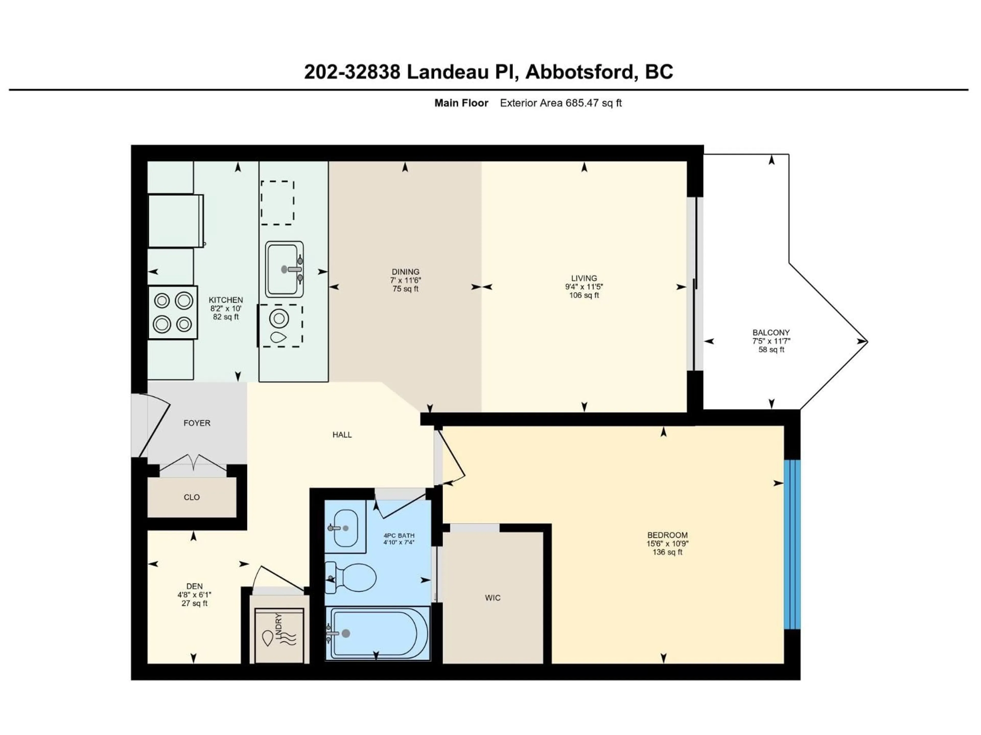 Floor plan for 202 - 32838 LANDEAU, Abbotsford British Columbia V2S0M6