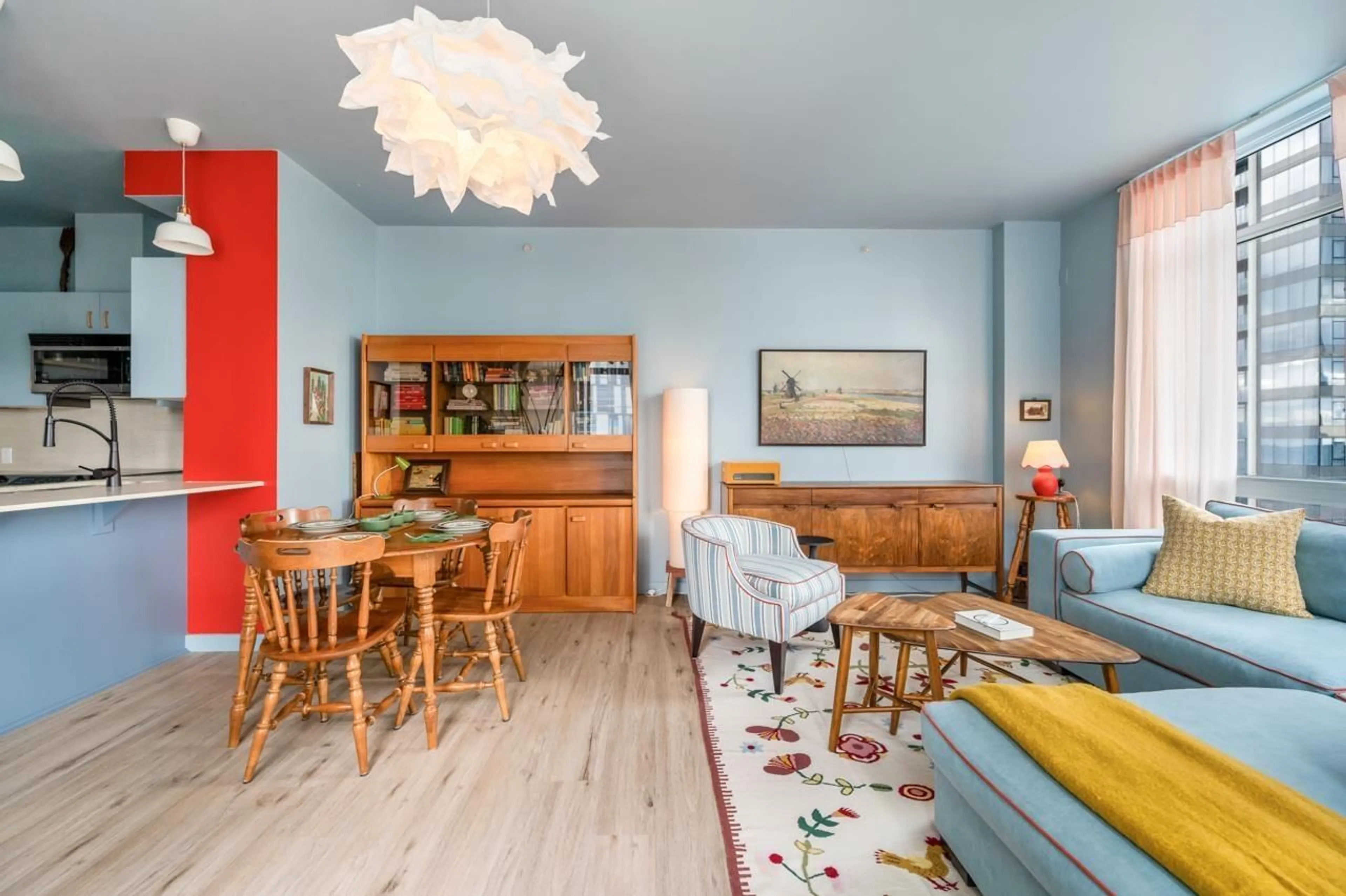 Living room with furniture, wood/laminate floor for 2204 - 13399 104, Surrey British Columbia V3T0C9