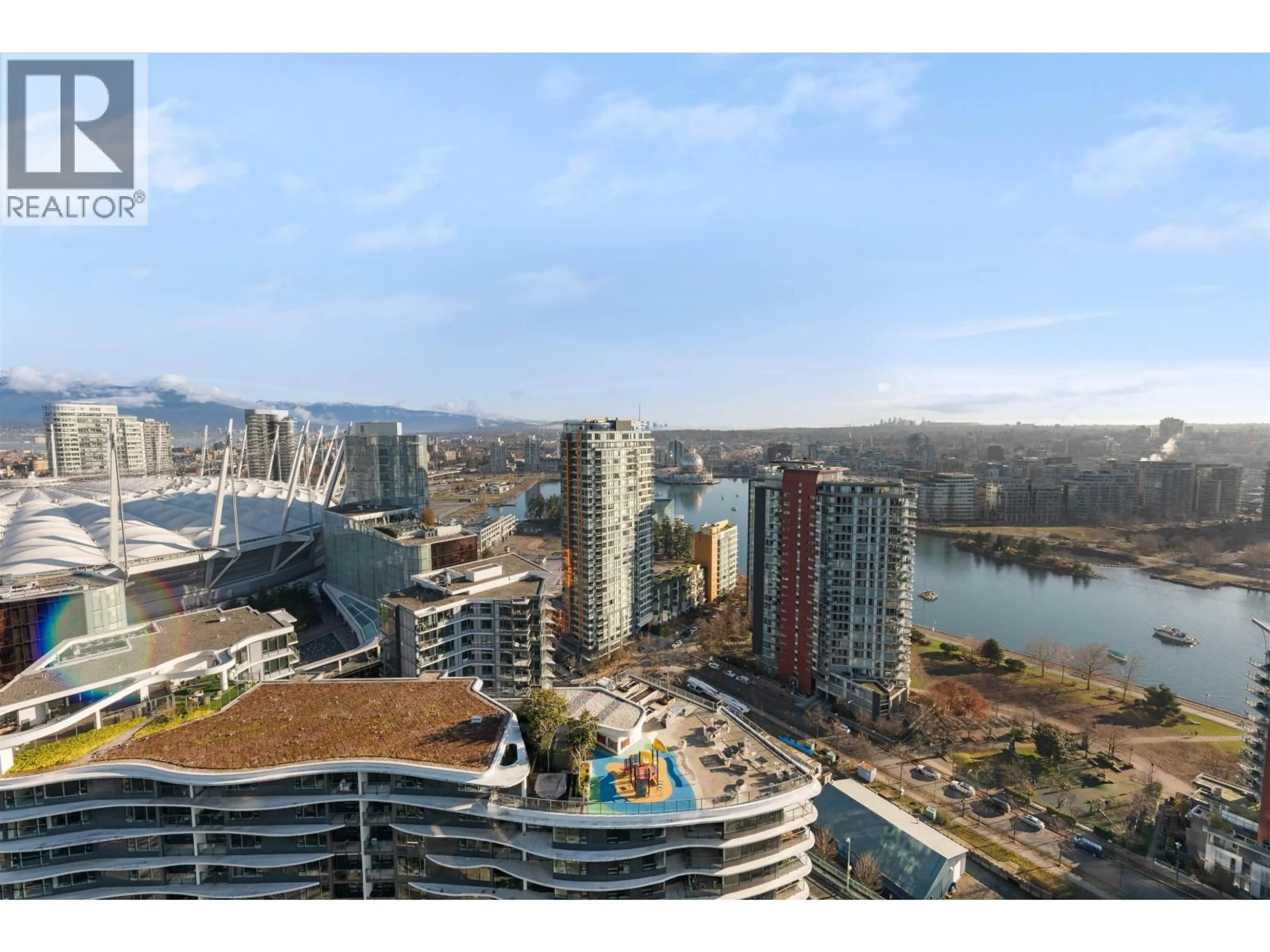 A pic from outside/outdoor area/front of a property/back of a property/a pic from drone, water/lake/river/ocean view for 2612 - 89 NELSON STREET, Vancouver British Columbia V6Z0E7