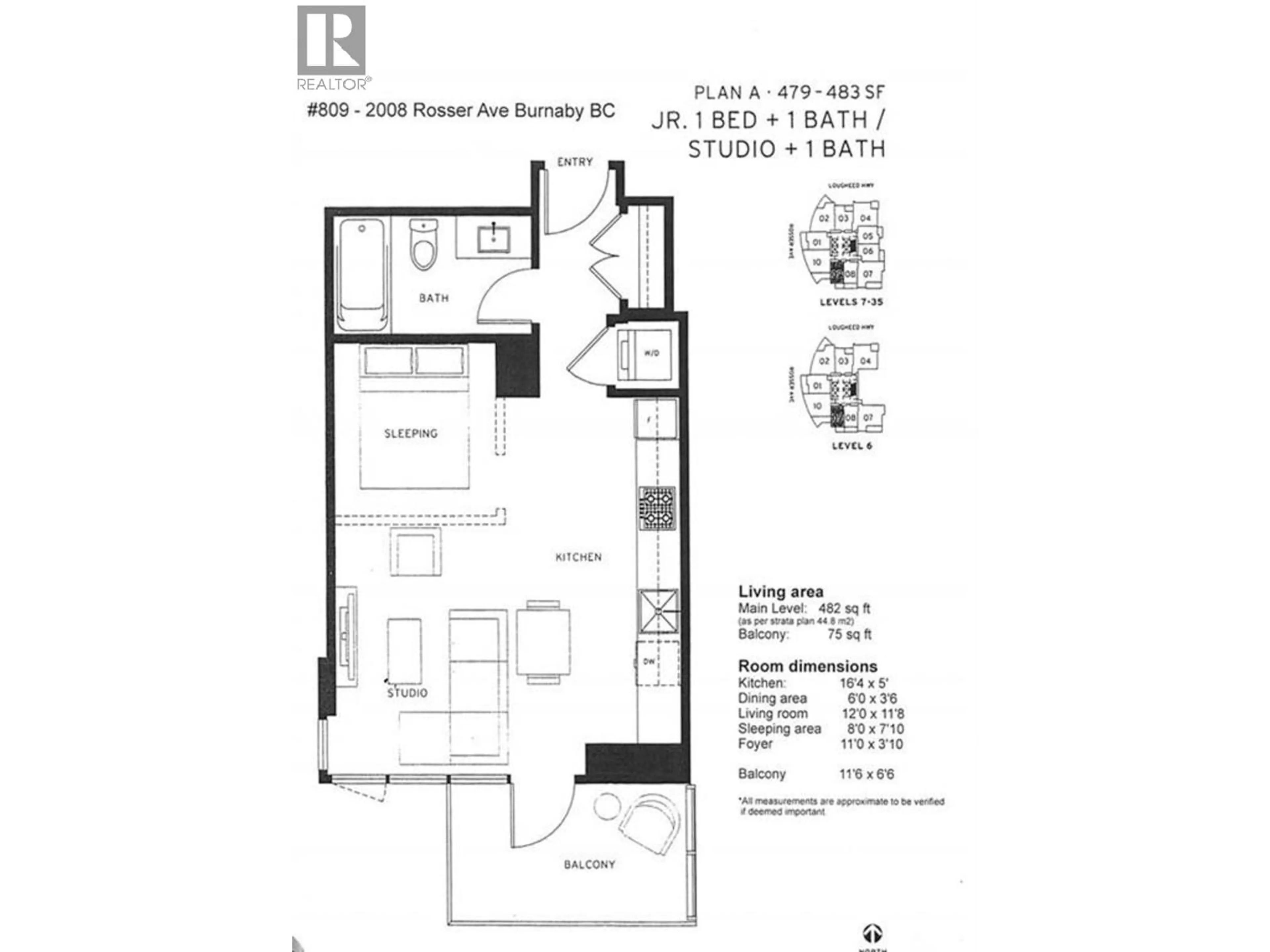 Floor plan for 809 - 2008 ROSSER AVENUE, Burnaby British Columbia V5C0H8
