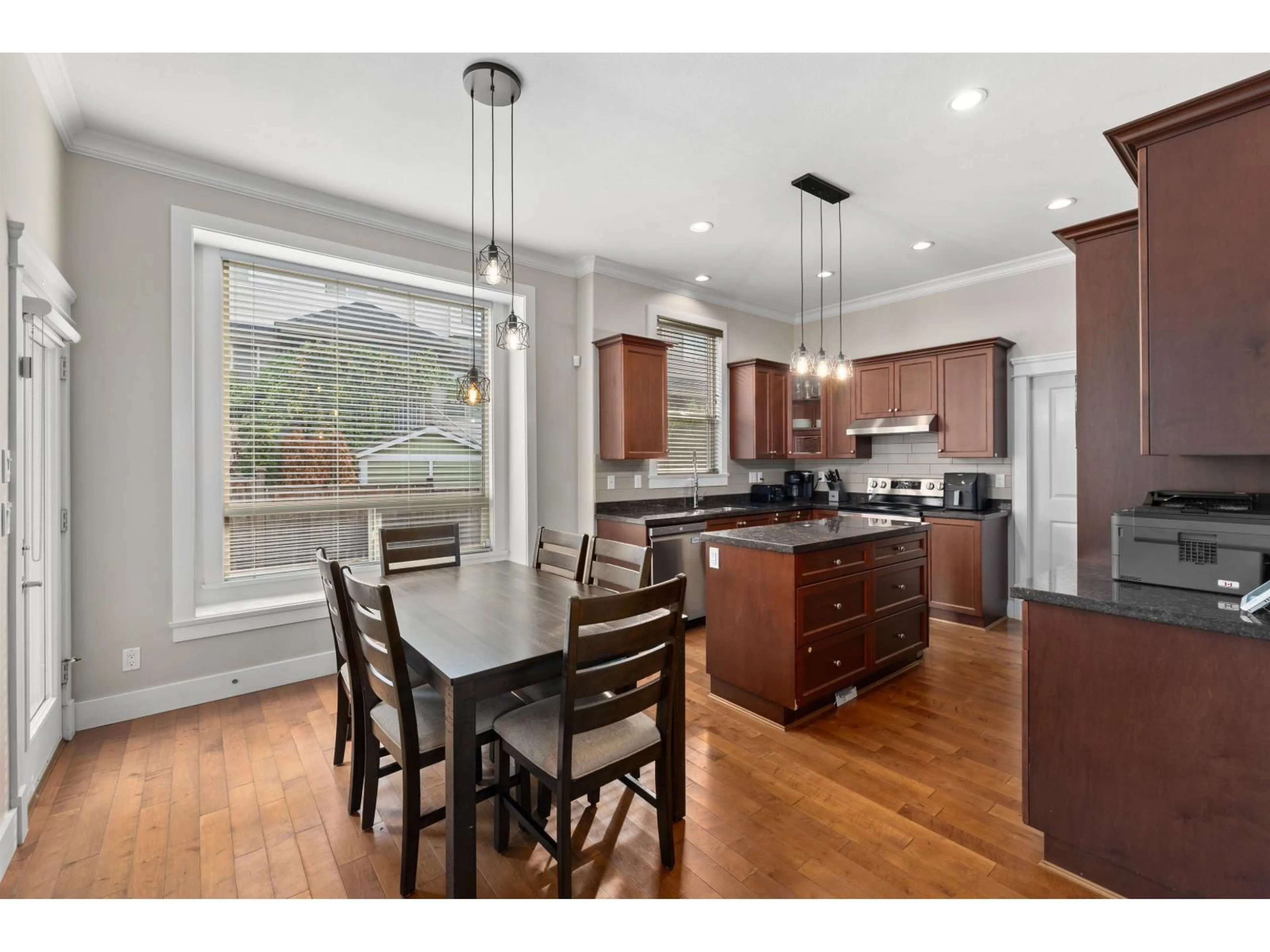 Open concept kitchen, wood/laminate floor for 5972 163B, Surrey British Columbia V3S1Y2