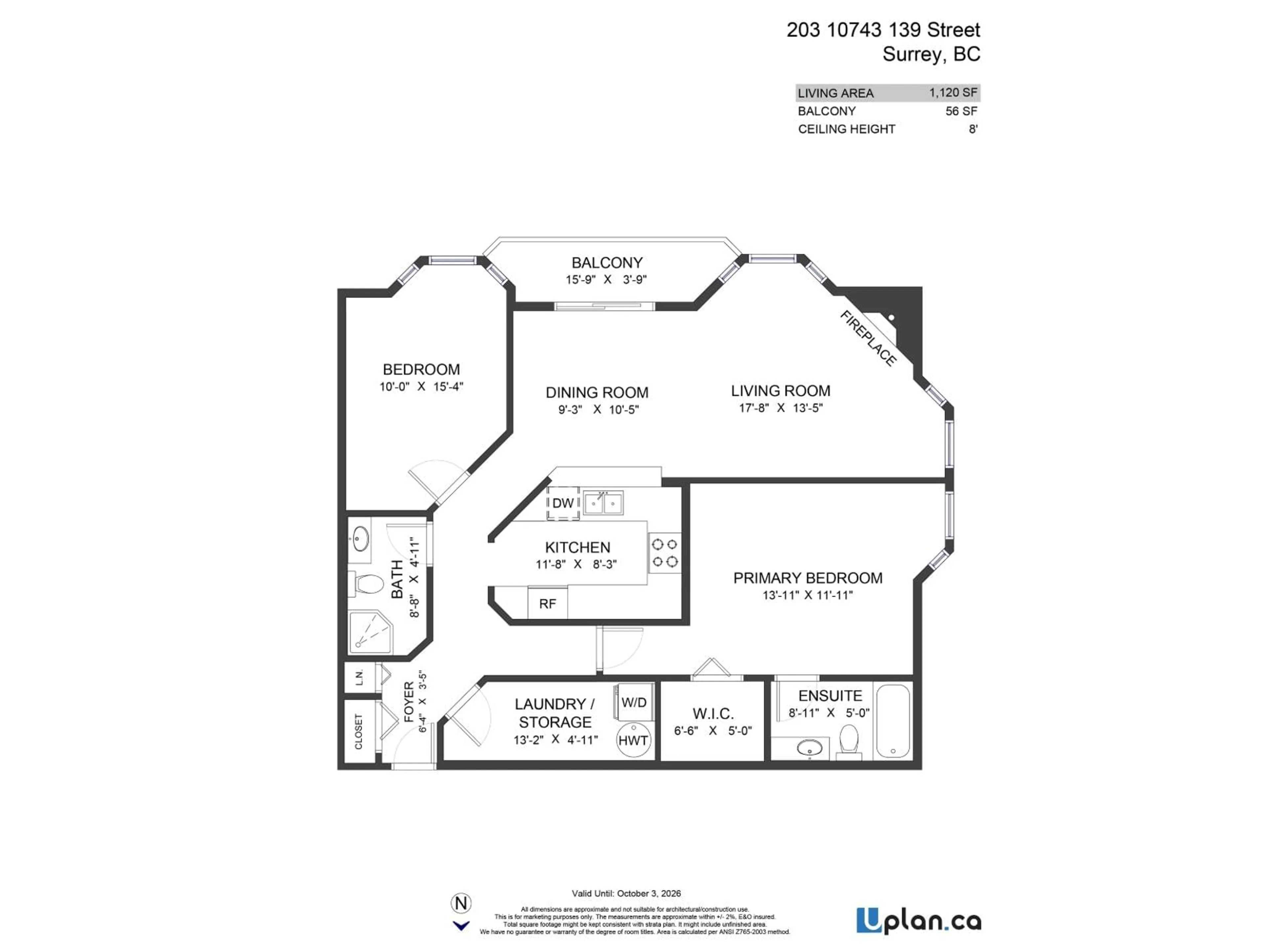 Floor plan for 203 - 10743 139, Surrey British Columbia V3T4L8