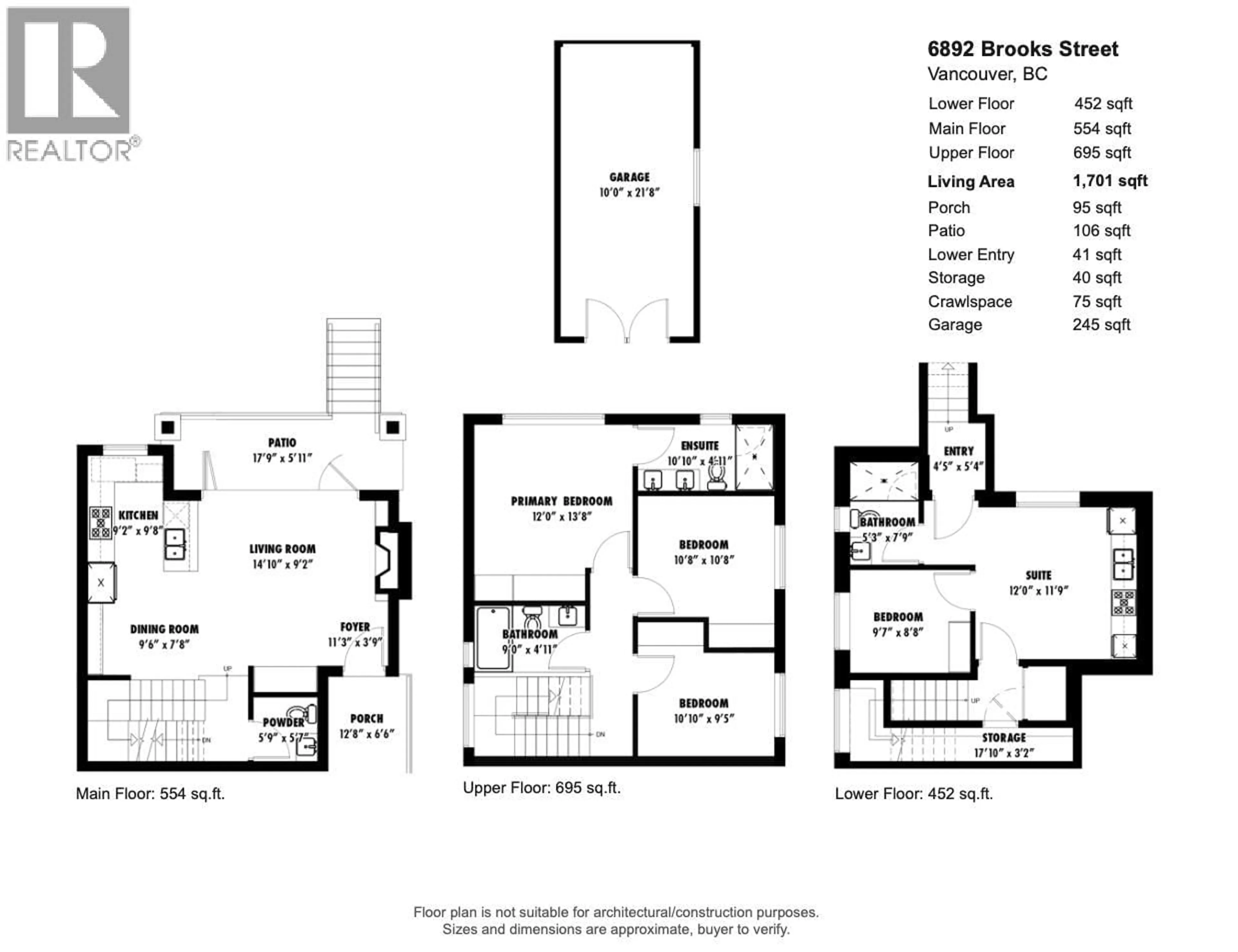 Floor plan for 6892 BROOKS STREET, Vancouver British Columbia V5S3J7