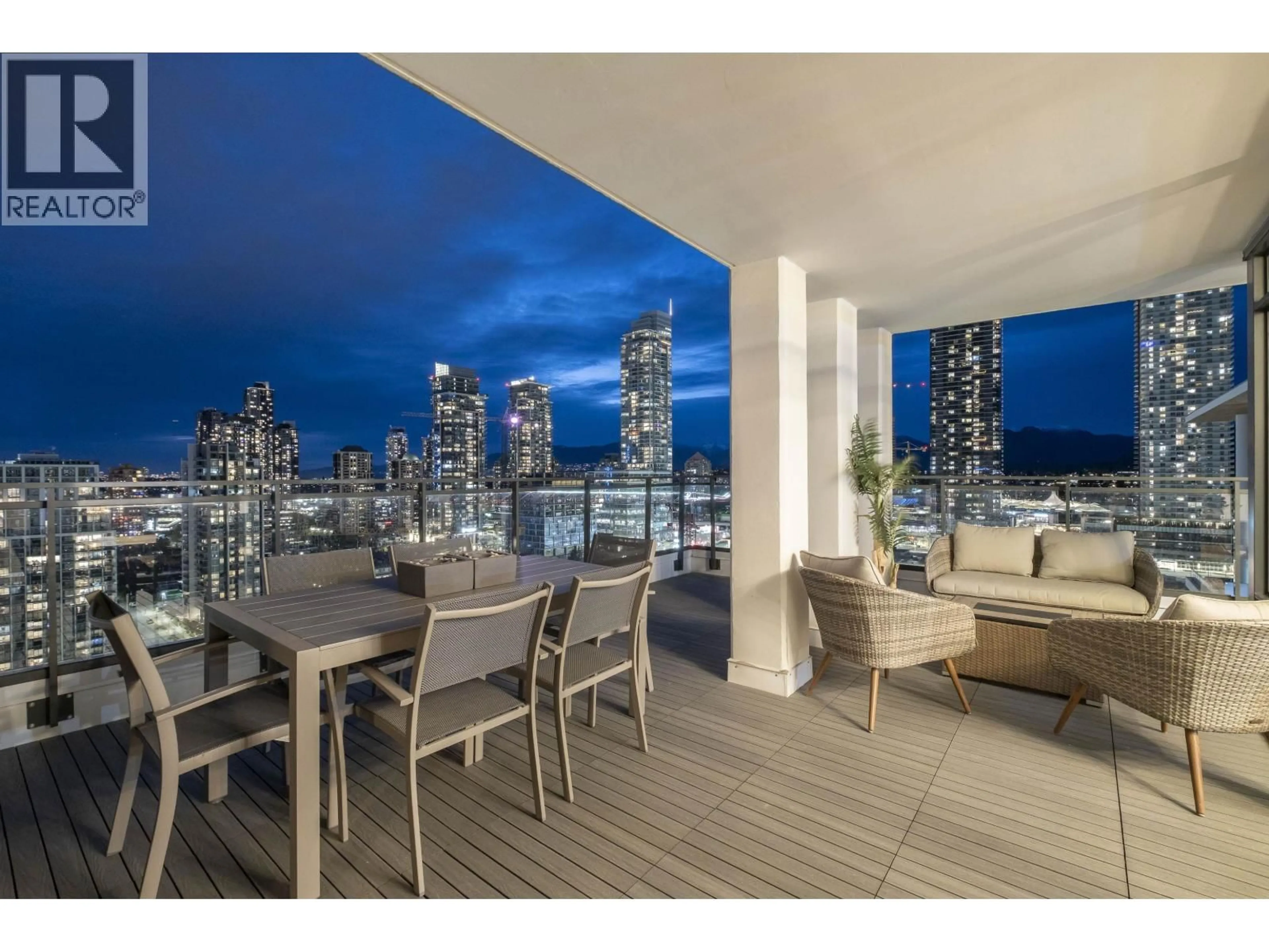 Patio, city buildings view from balcony for 2703 - 2378 ALPHA AVENUE, Burnaby British Columbia V5C0K2