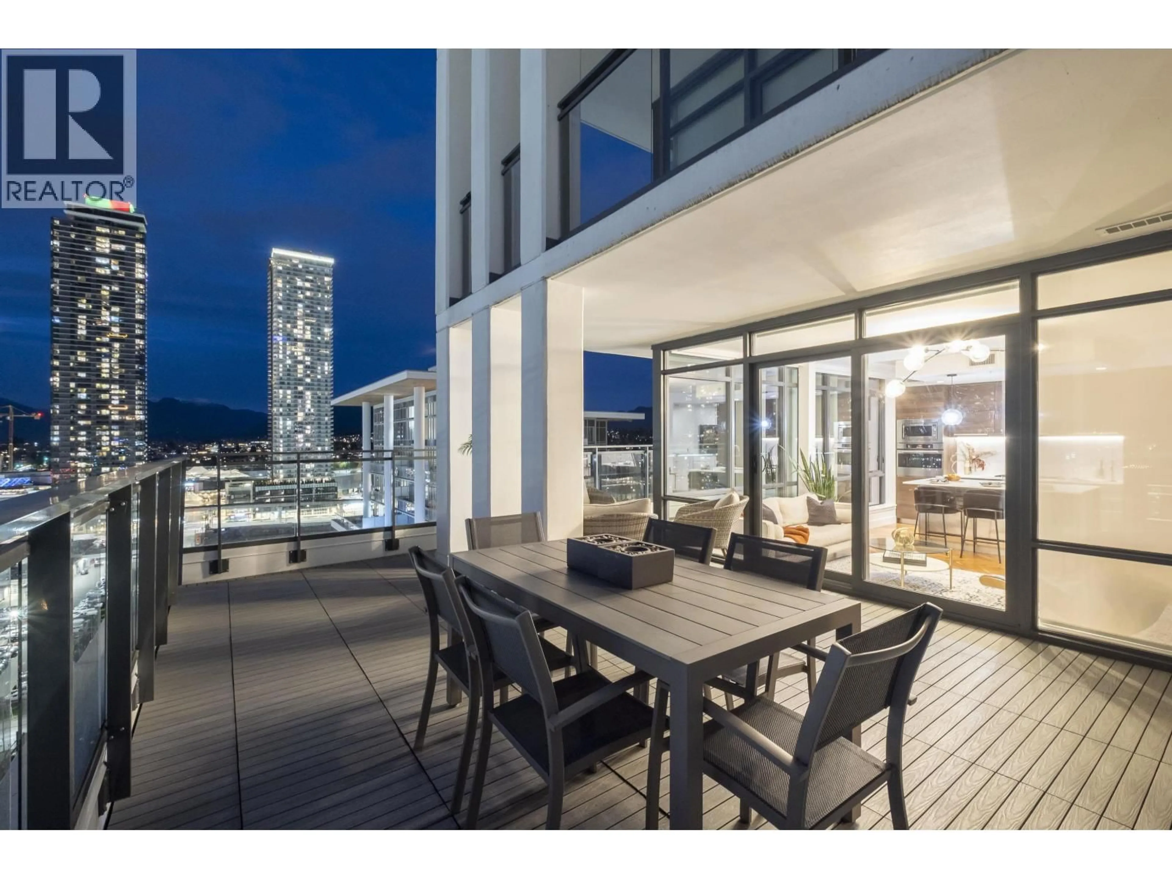 Patio, city buildings view from balcony for 2703 - 2378 ALPHA AVENUE, Burnaby British Columbia V5C0K2