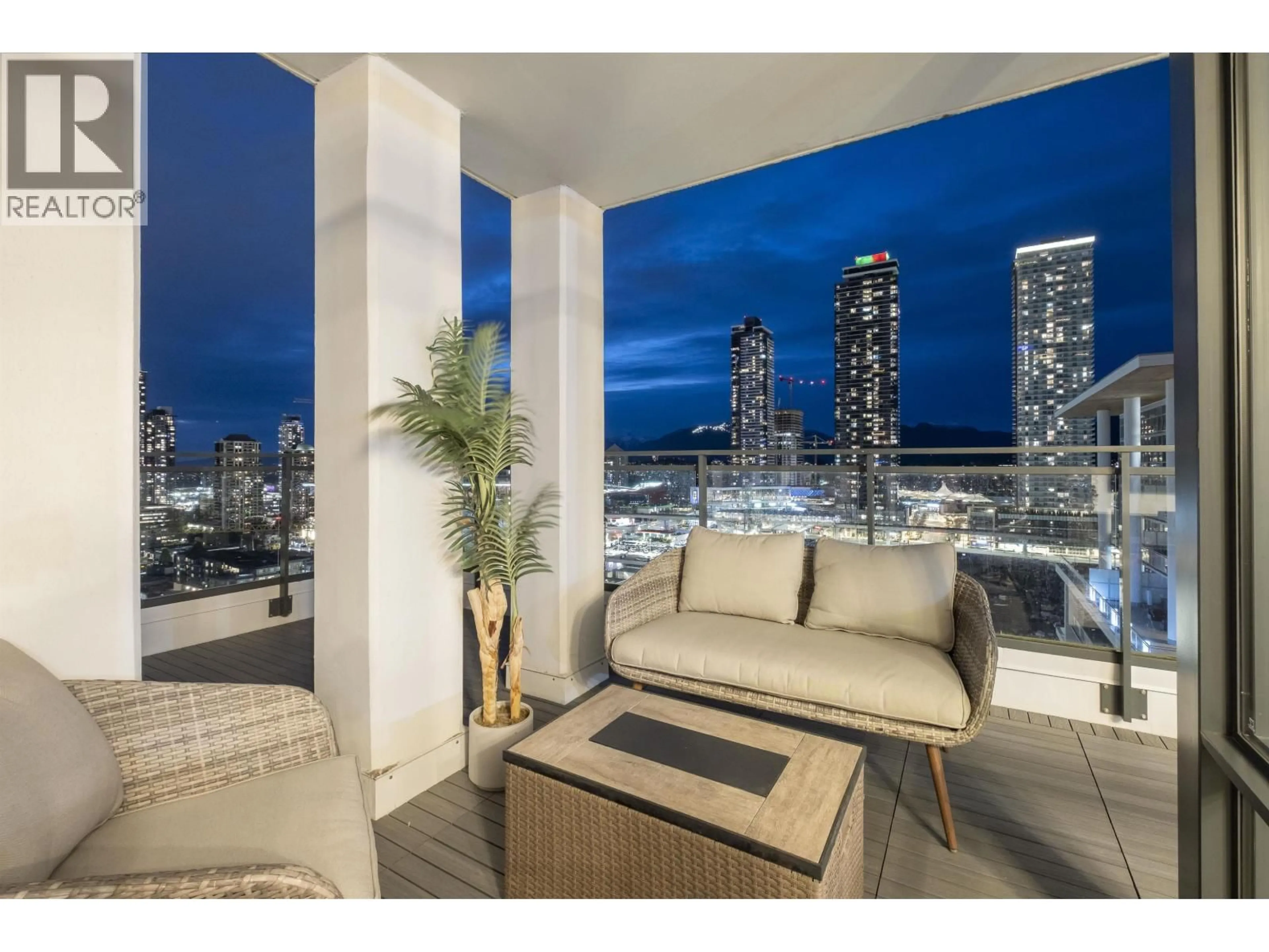 Patio, city buildings view from balcony for 2703 - 2378 ALPHA AVENUE, Burnaby British Columbia V5C0K2