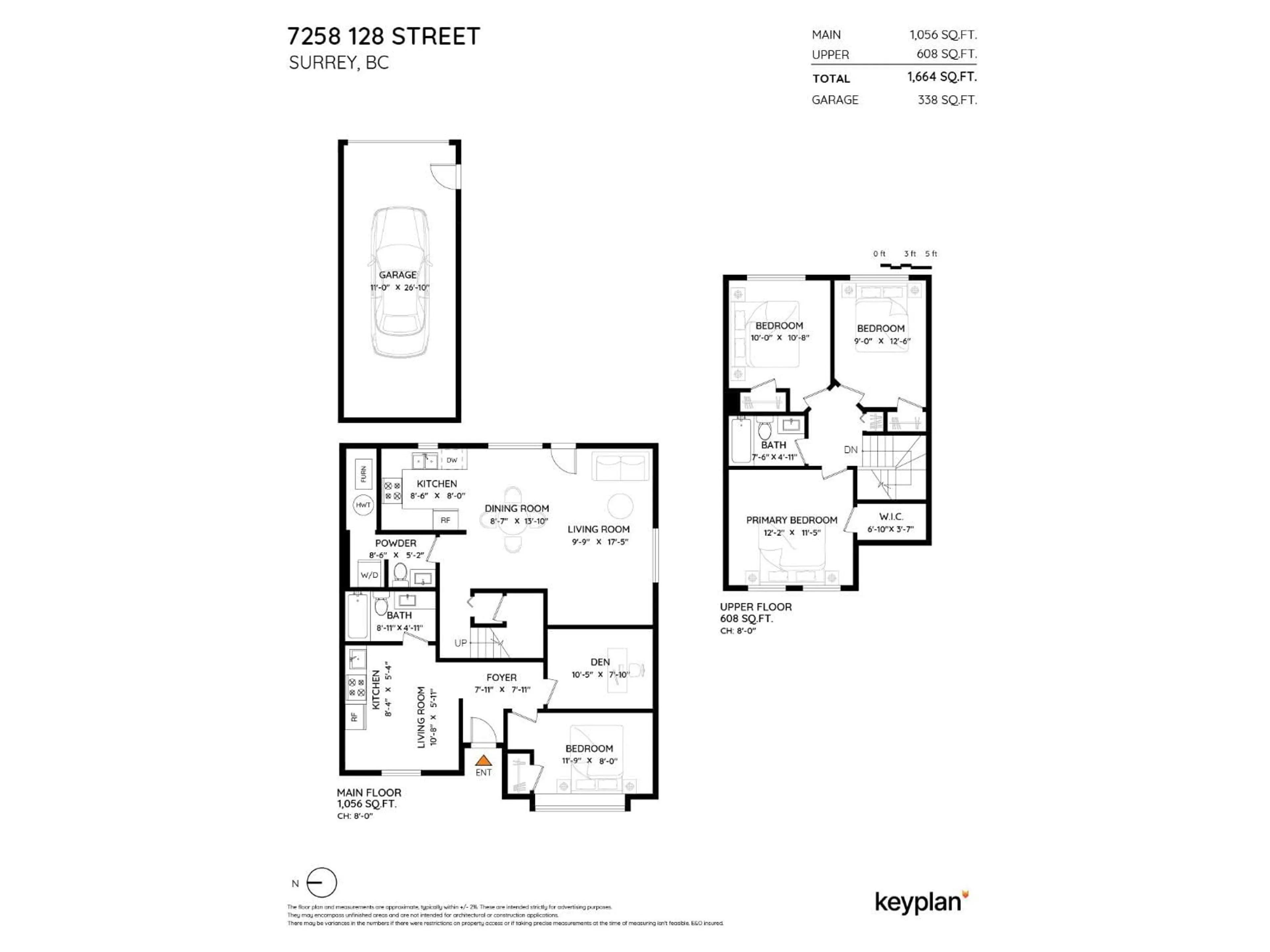 Floor plan for 7258 128, Surrey British Columbia V3W9A1