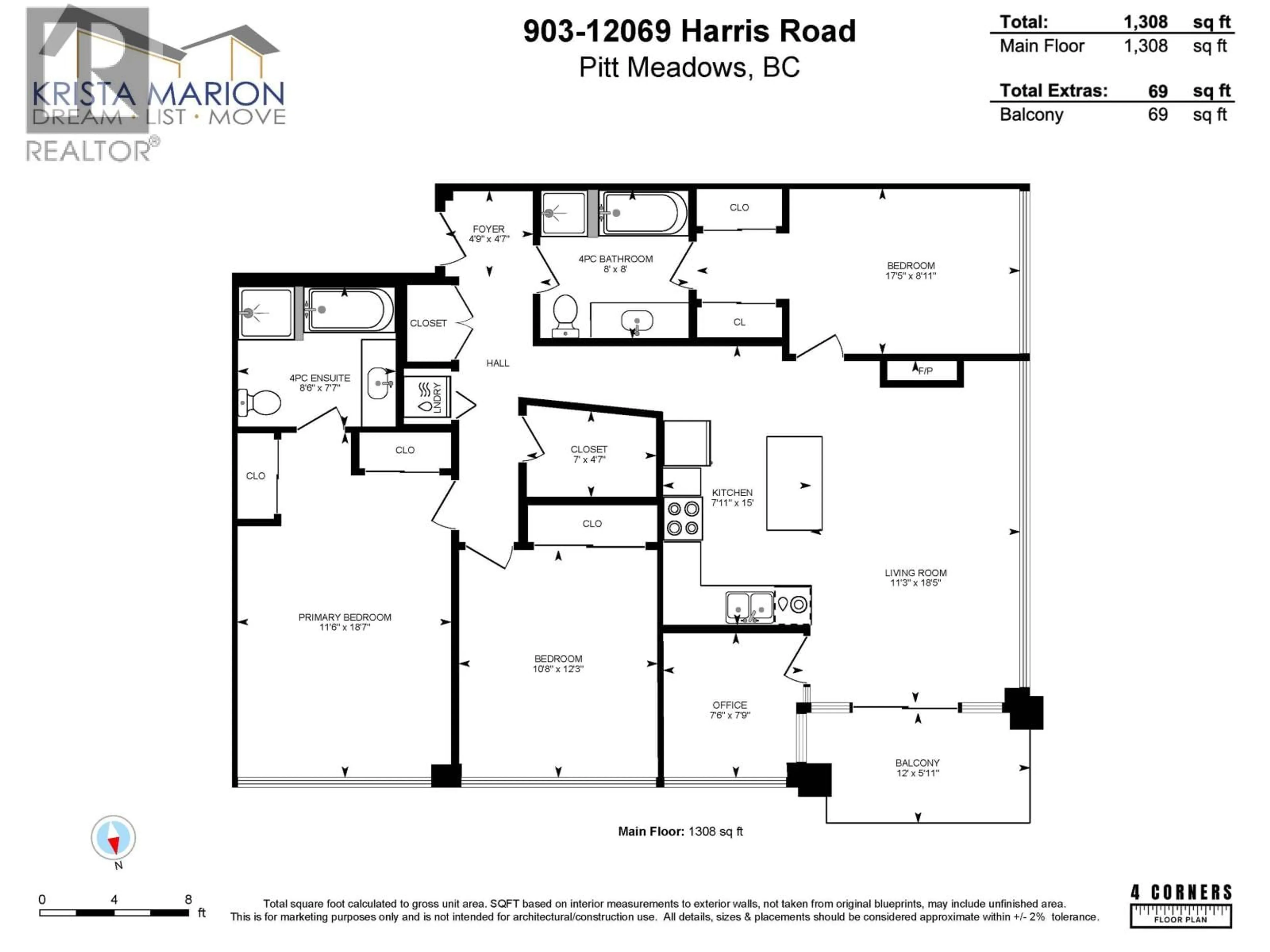 Floor plan for 903 - 12069 HARRIS ROAD, Pitt Meadows British Columbia V3Y0C8