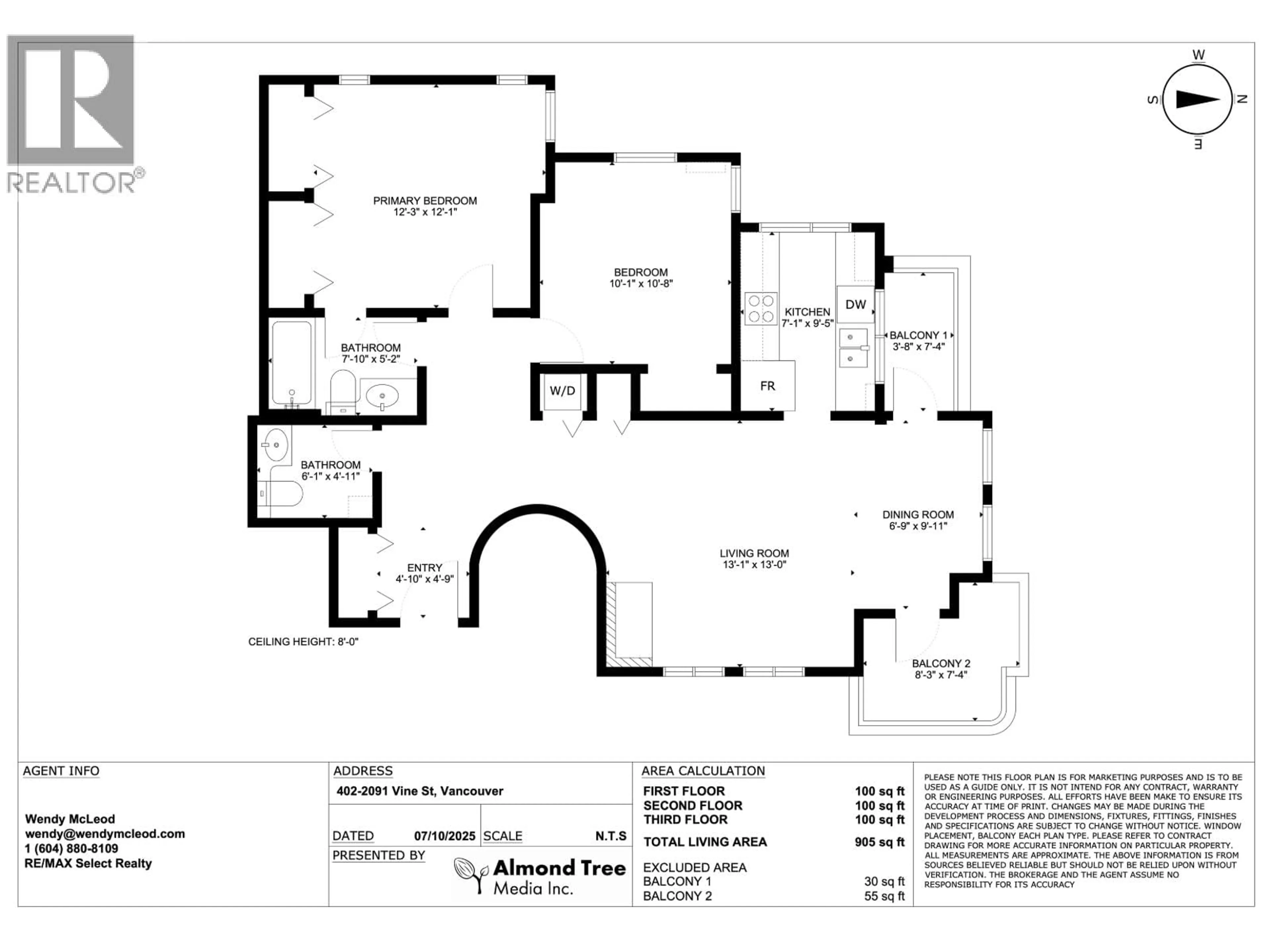 Floor plan for 402 PH2 - 2091 VINE STREET, Vancouver British Columbia V6K4P7