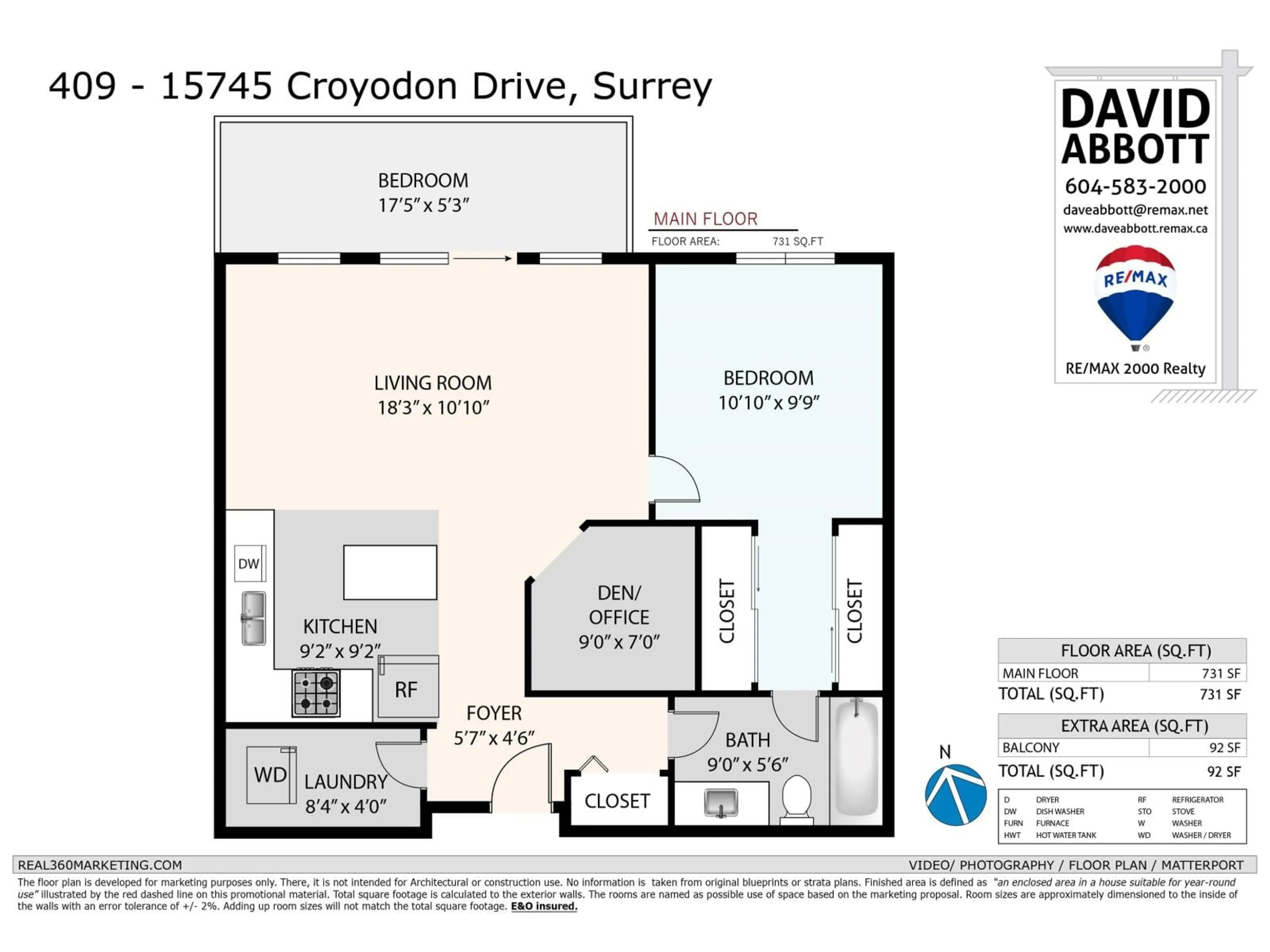 Floor plan for 409 - 15745 CROYDON, Surrey British Columbia V3S2L5