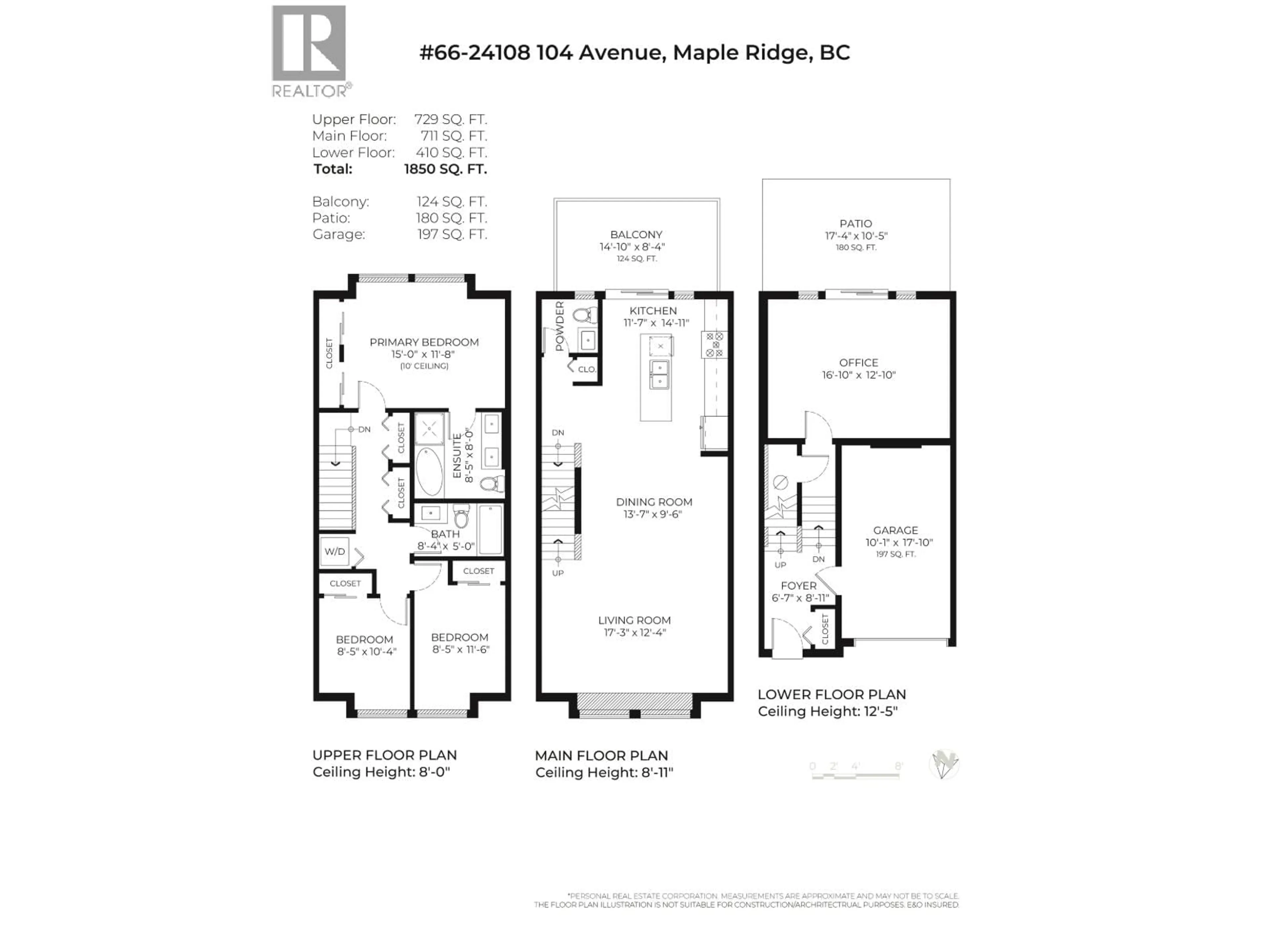 Floor plan for 66 - 24108 104 AVENUE, Maple Ridge British Columbia V2W0J5