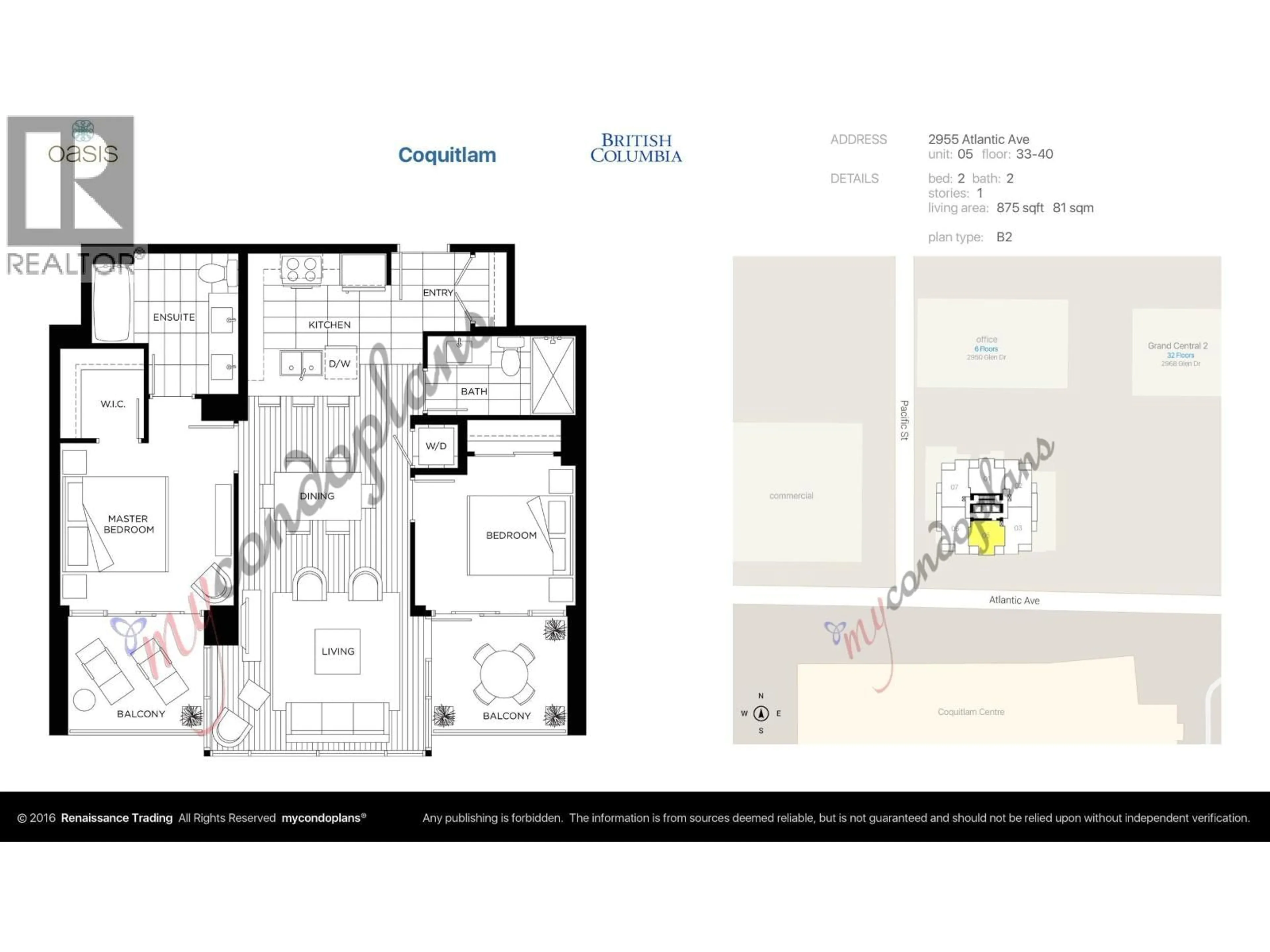 Floor plan for 3705 - 2955 ATLANTIC AVENUE, Coquitlam British Columbia V3B0H9