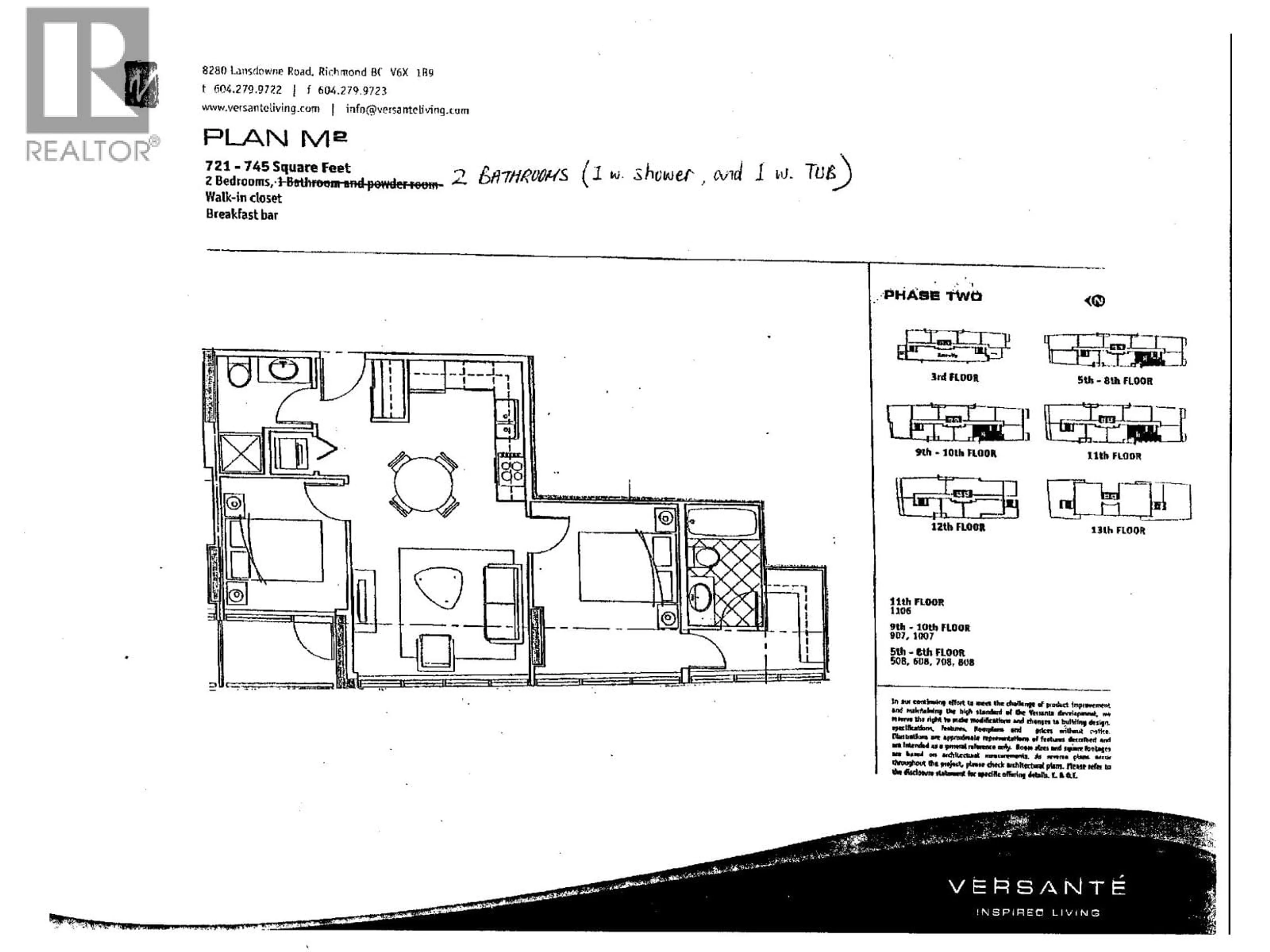 Floor plan for 1007 - 8280 LANSDOWNE ROAD, Richmond British Columbia V6X0B2