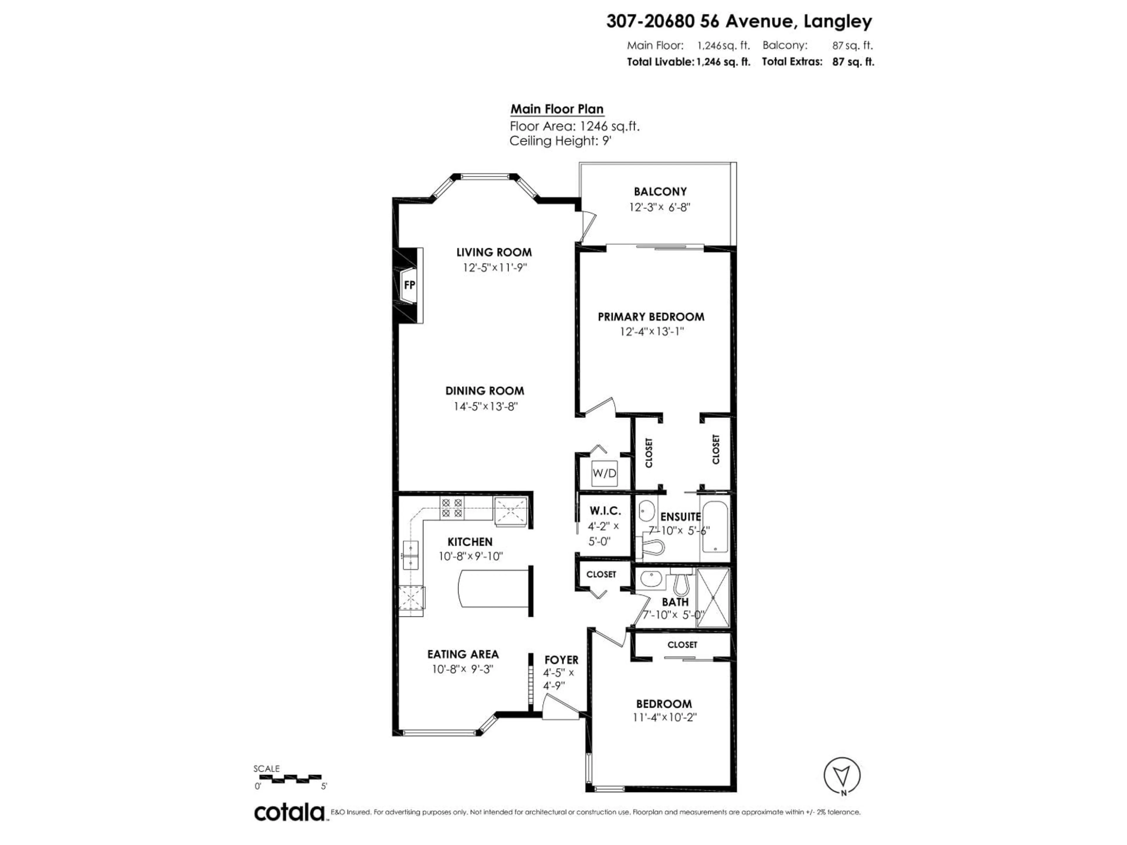 Floor plan for 307 - 20680 56, Langley British Columbia V3A3Z1