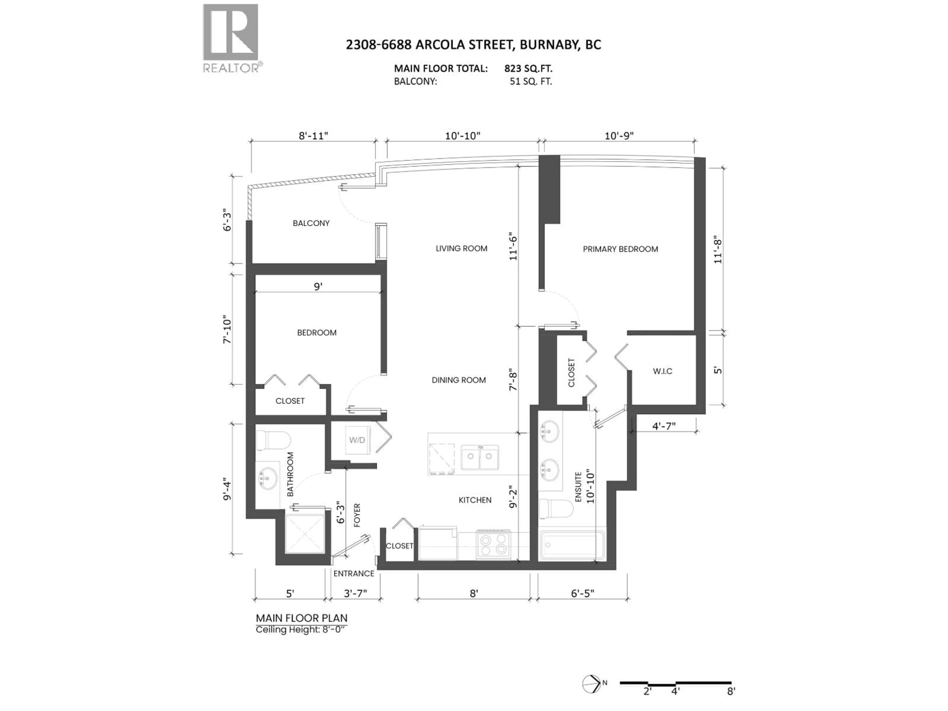 Floor plan for 2308 - 6688 ARCOLA STREET, Burnaby British Columbia V5E0B3