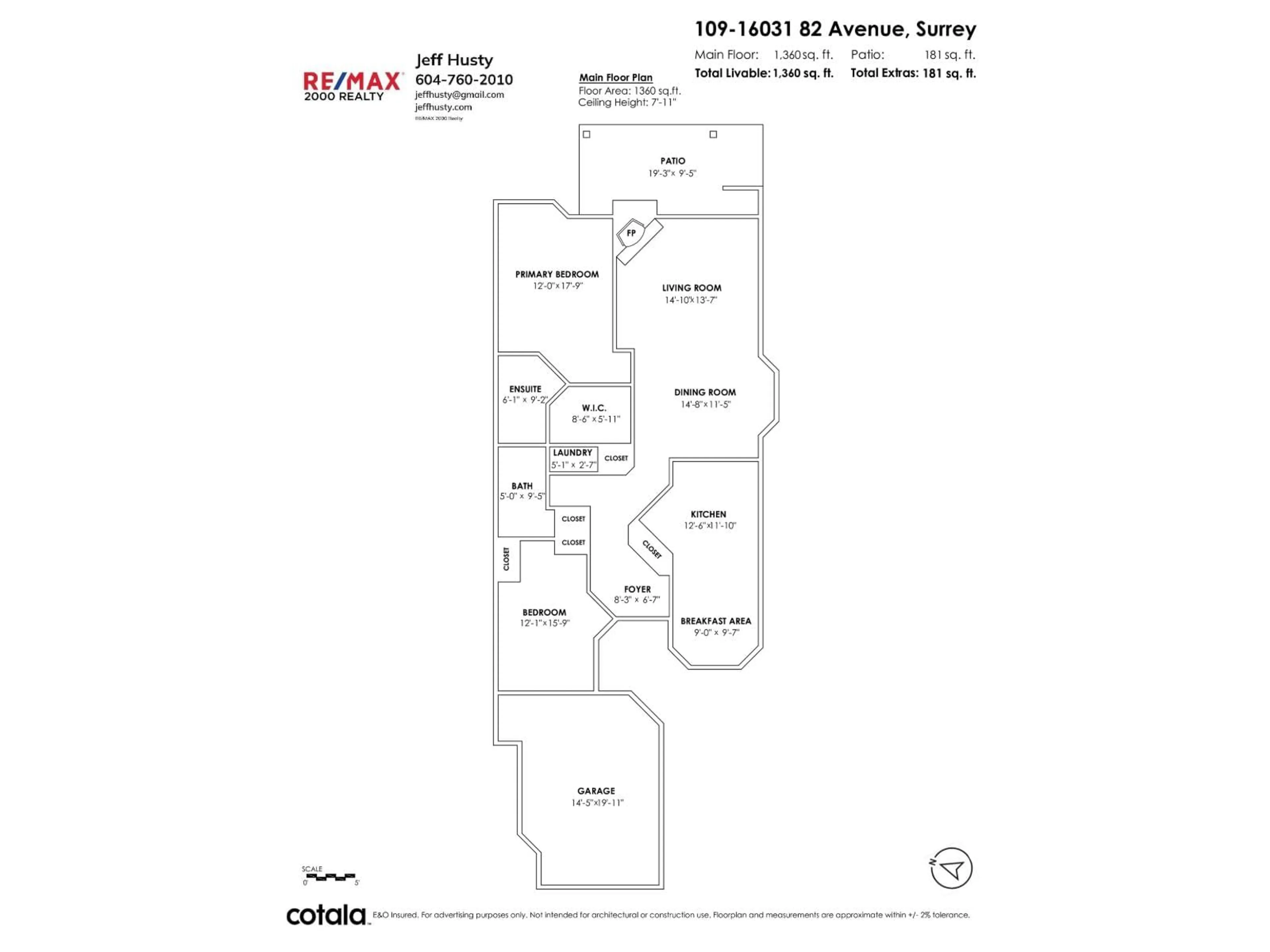 Floor plan for 109 - 16031 82ND, Surrey British Columbia V4N0N4