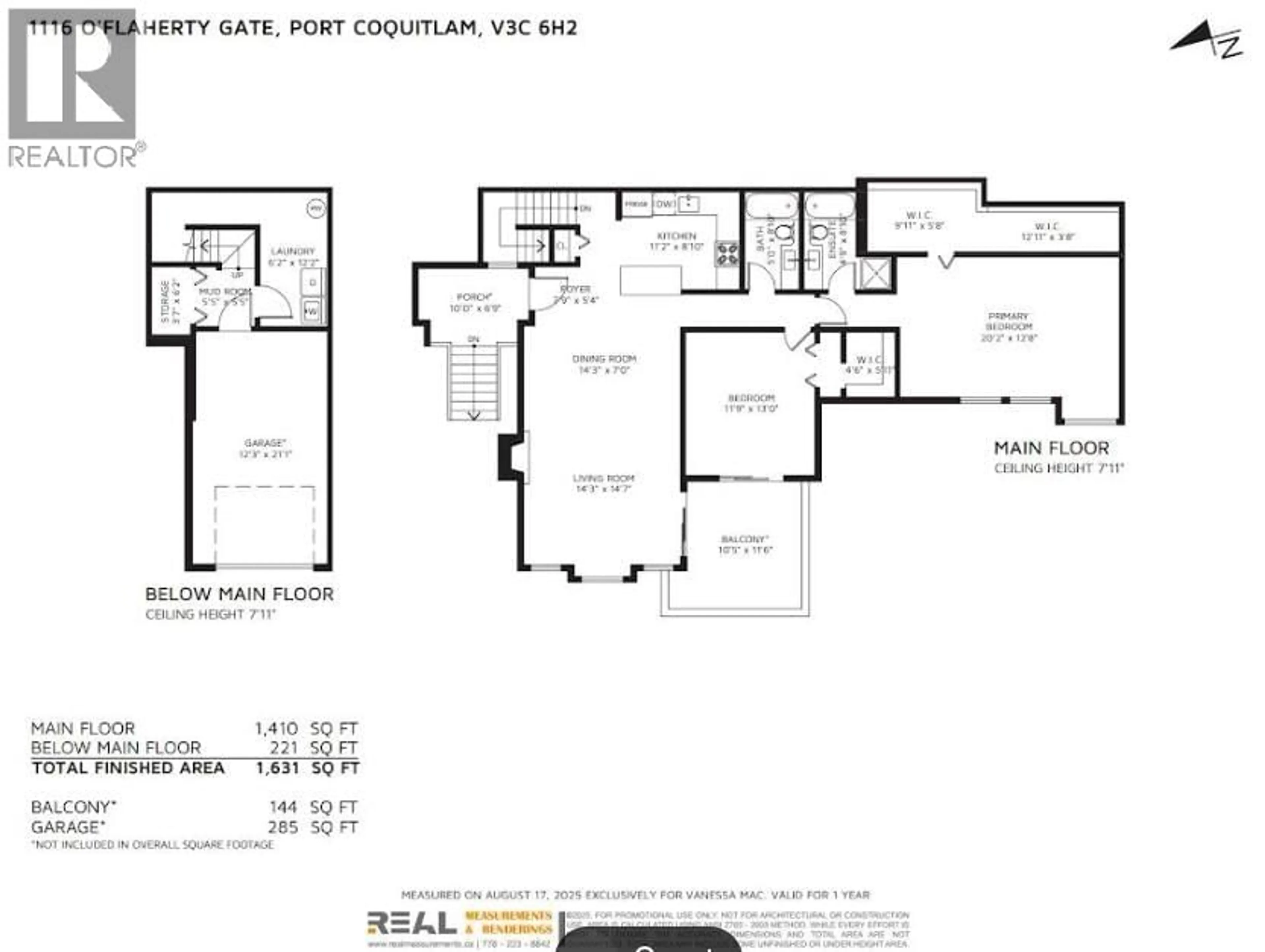Floor plan for 1116 O'FLAHERTY GATE, Port Coquitlam British Columbia V3C6H2