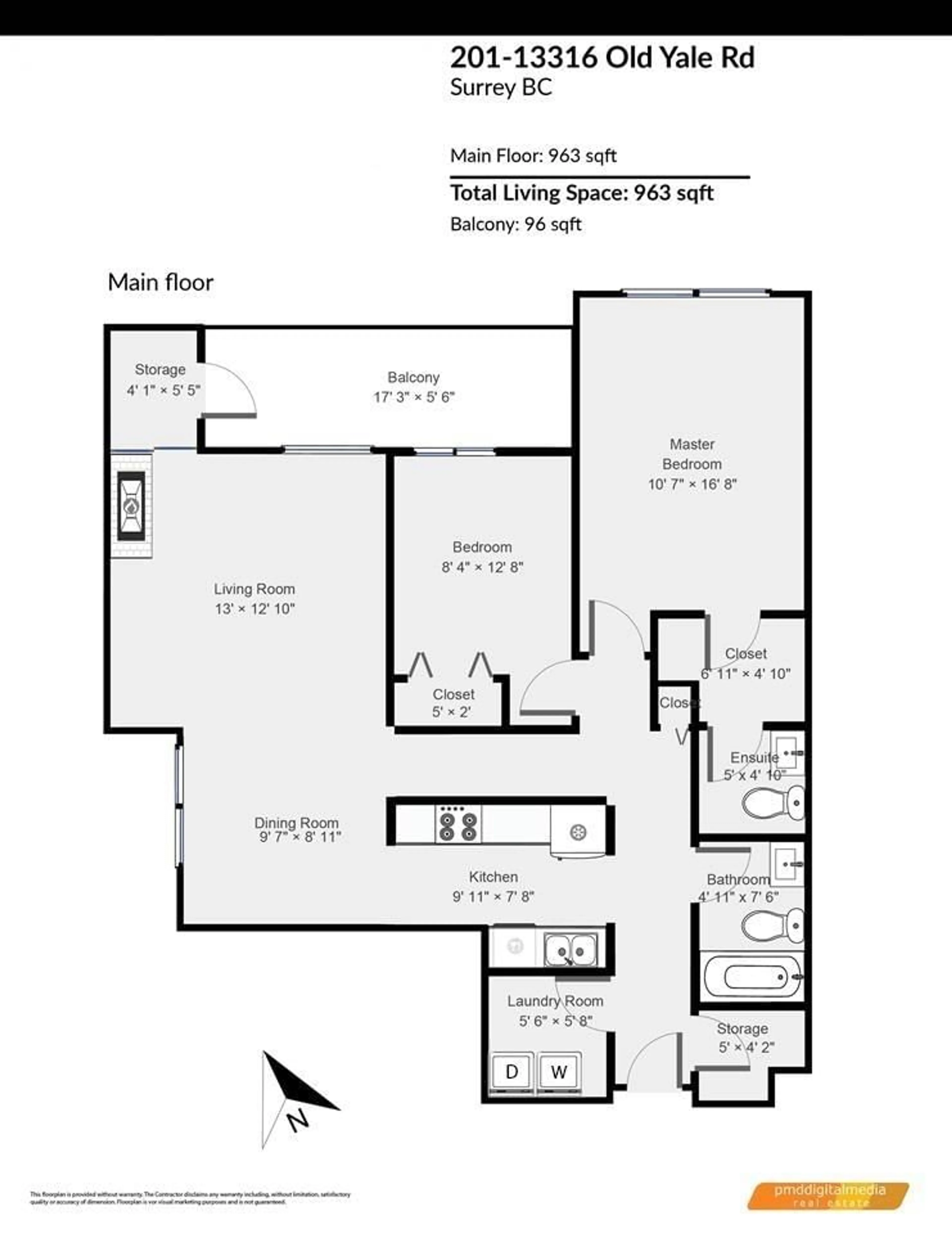 Floor plan for 201 - 13316 OLD YALE, Surrey British Columbia V3T5J5